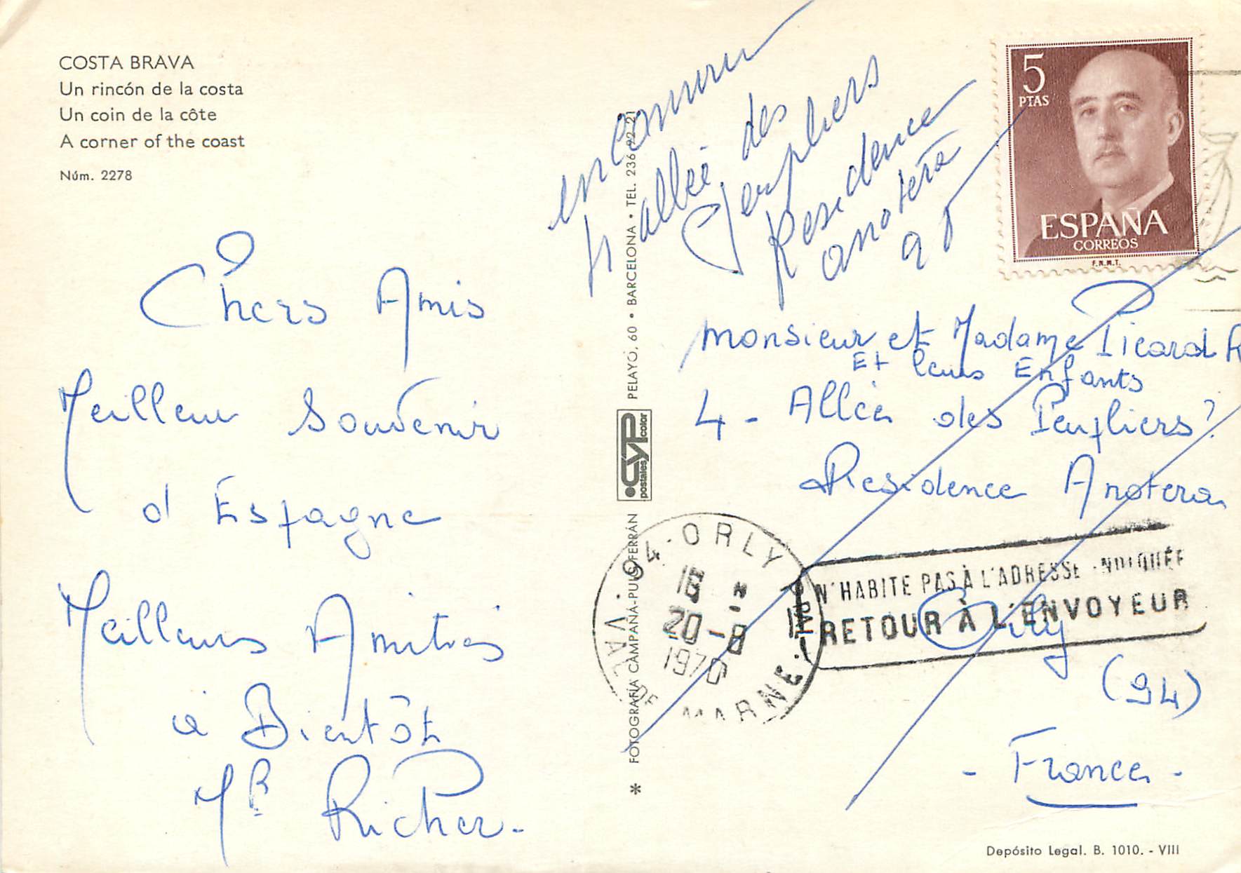 CPM Costa Brava Un coin de la cote  — Rückseite