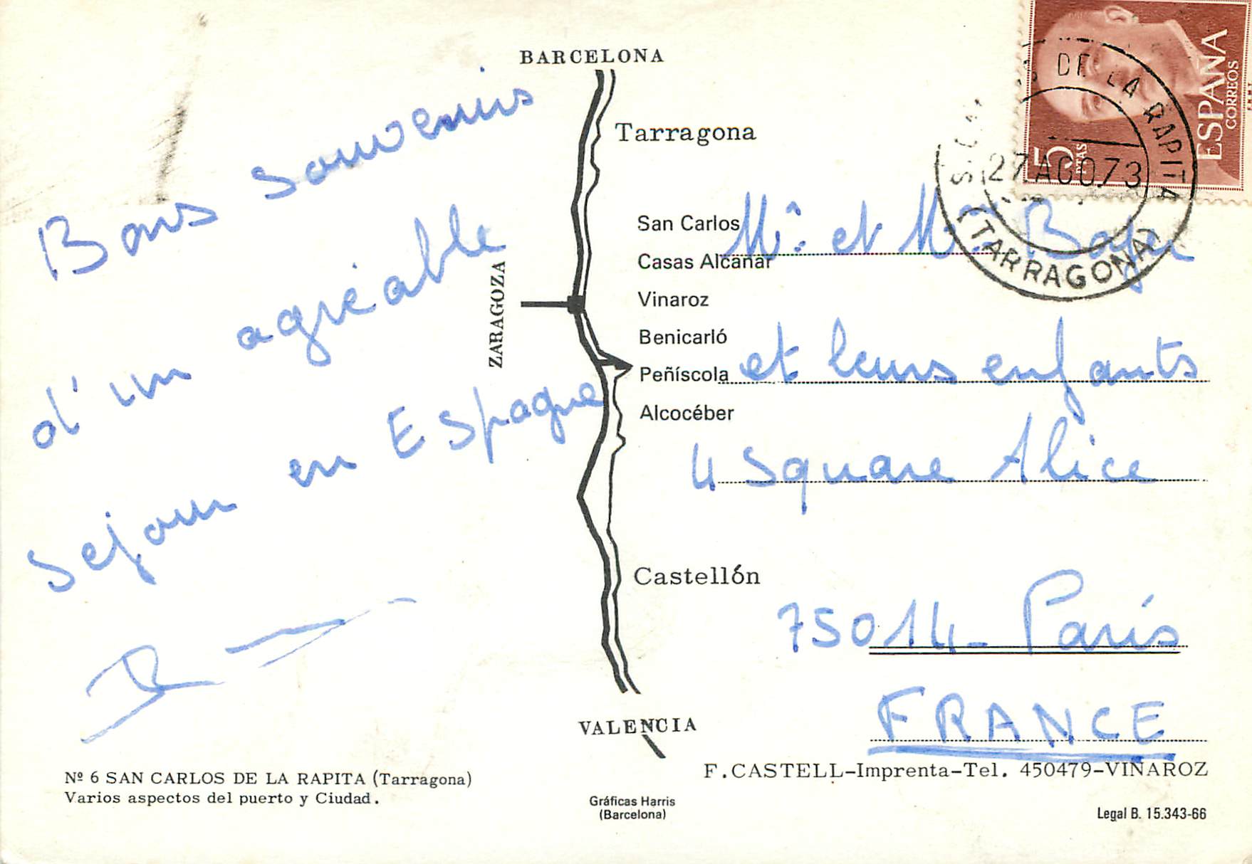 CPM San Carlos de la Rapita Tarragona  — Rückseite