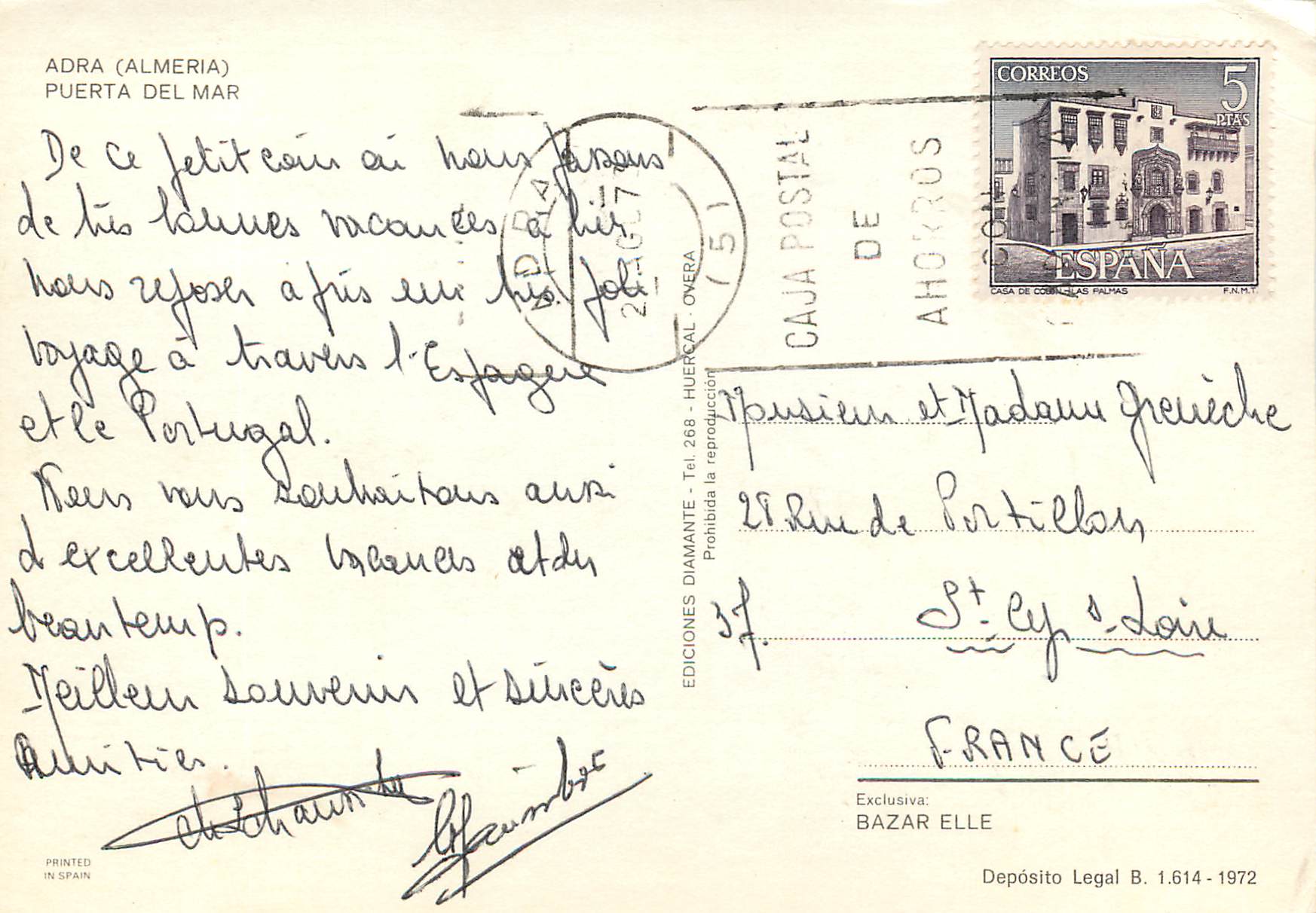 CPM Recuerdo de Adra Almeria Puerta del Mar  — Rückseite