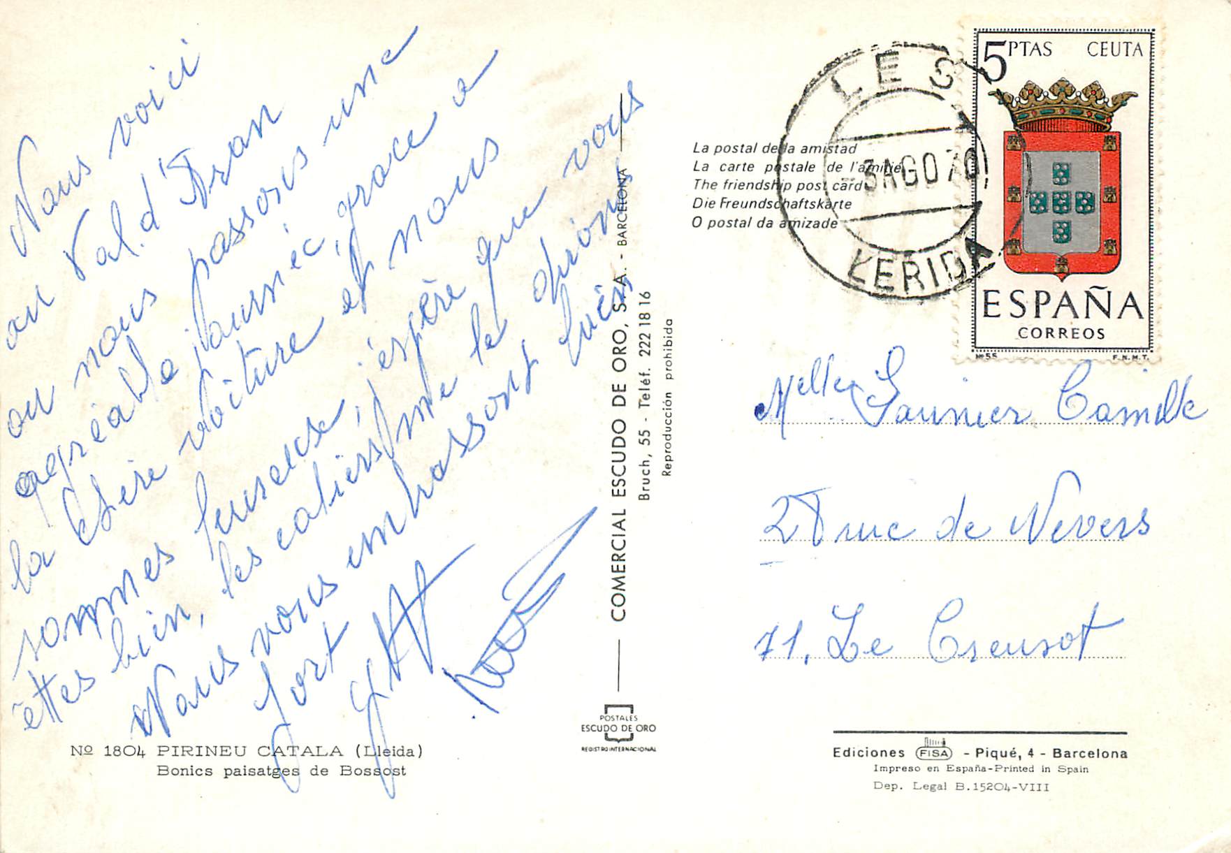 CPM Recuerdo de Bossost Pirineu Catala Lleida  — Rückseite