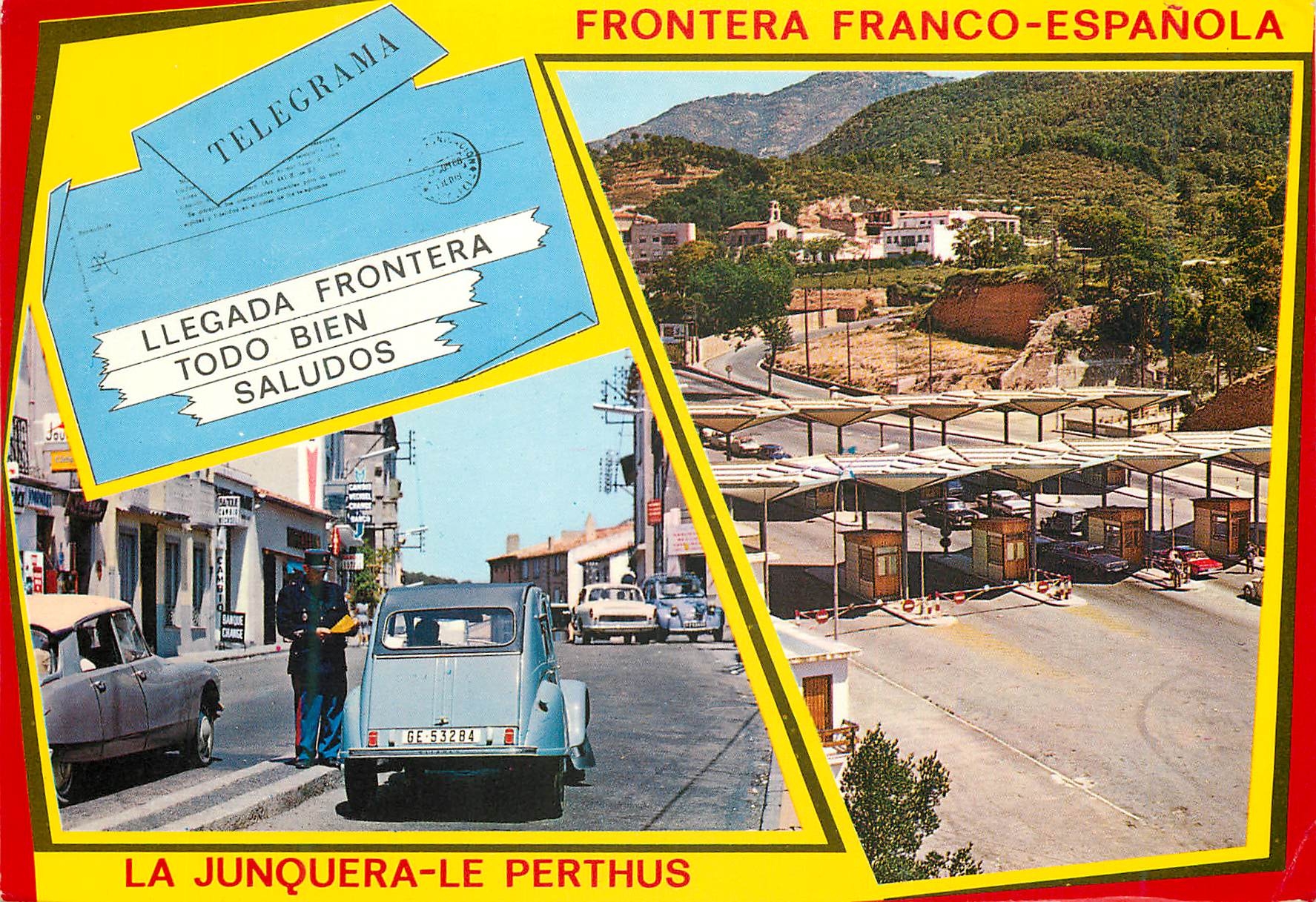 CPM Frontera Franco Espagnola La Junquera Le Perthus 2 CV Citroen