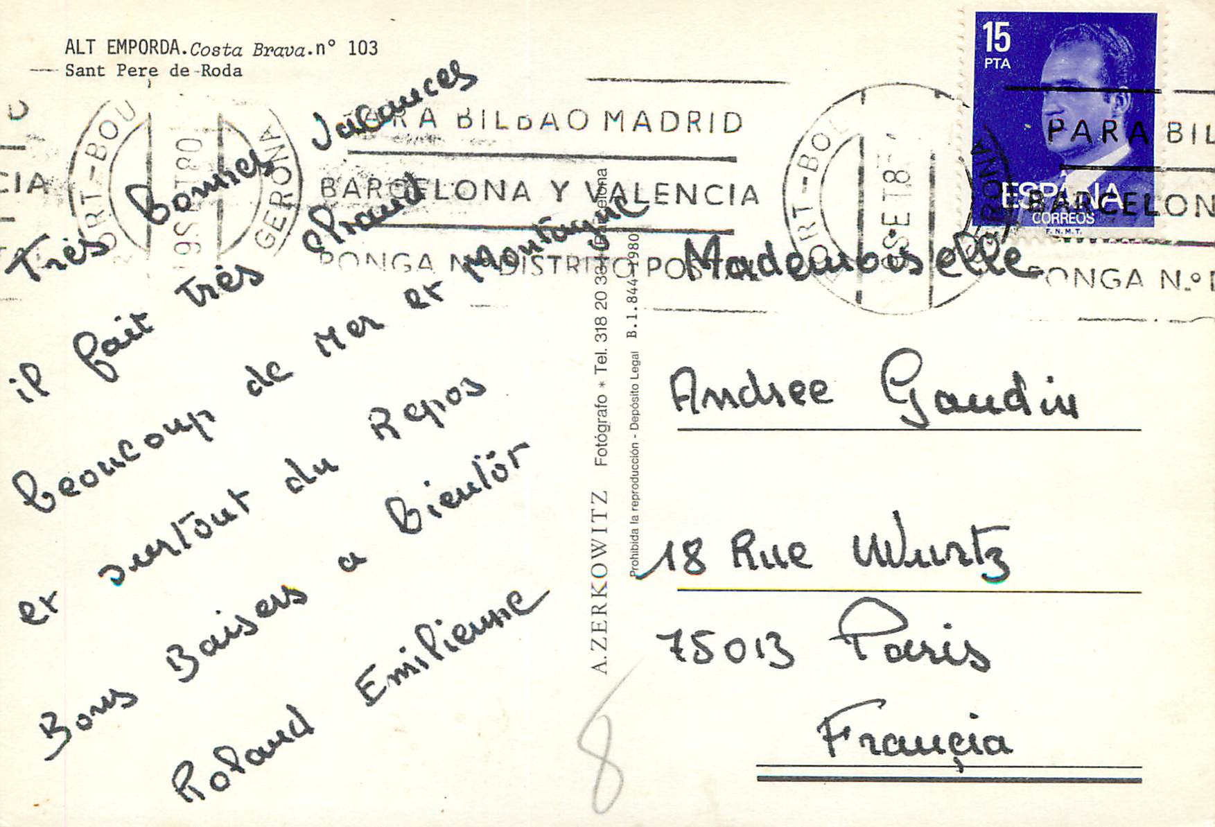 CPM Alt Emporda Costa Brava Sant Pere de Roda  — Rückseite