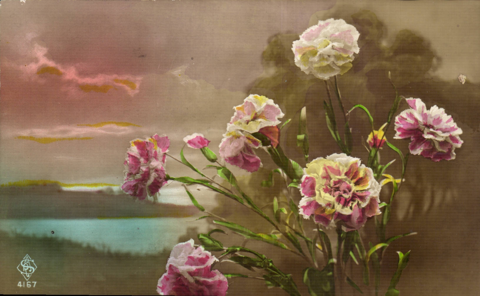 Fantaisie CPA Fleurs Roses