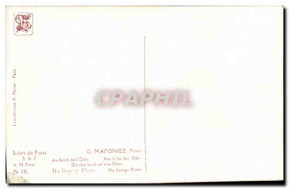 Fantaisie CPA G Maponiez Au bord de l'Odet — Back