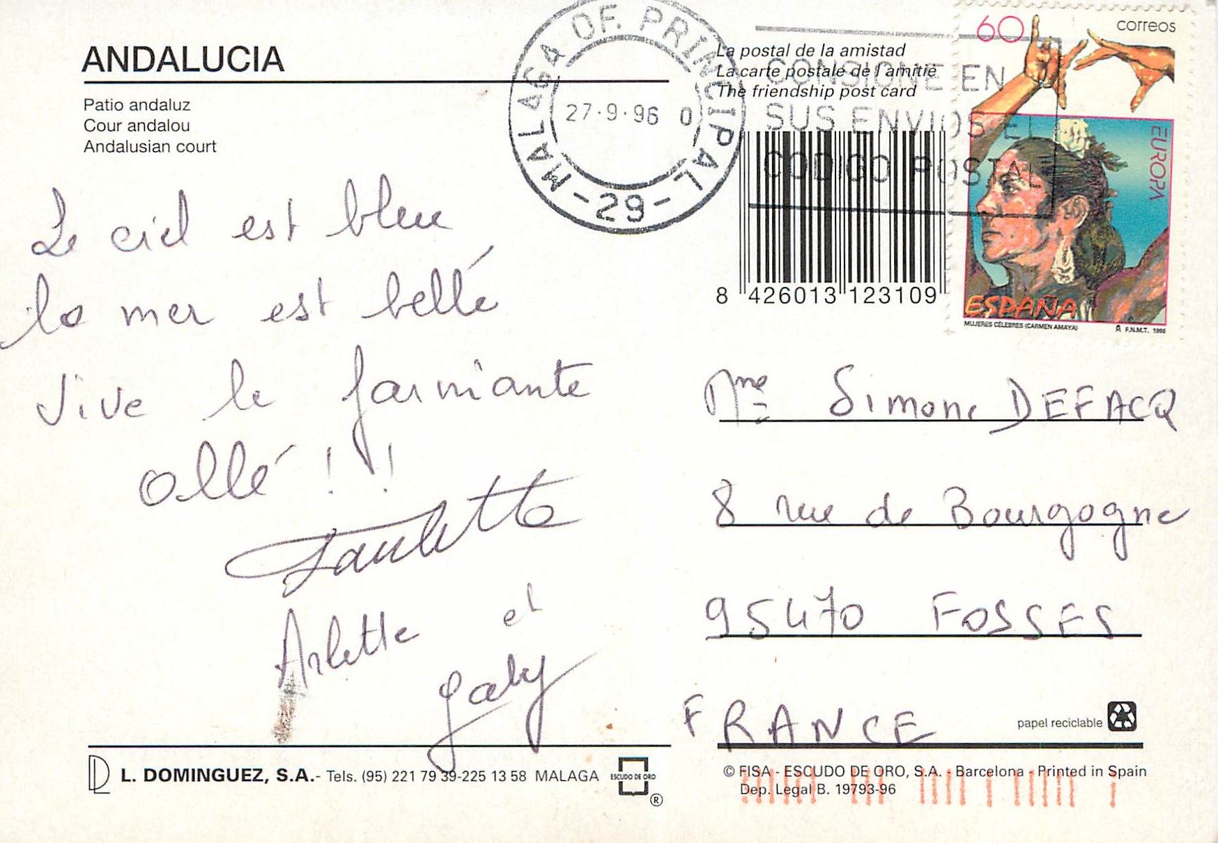 CPM Andalucia Cour andalou — Rückseite
