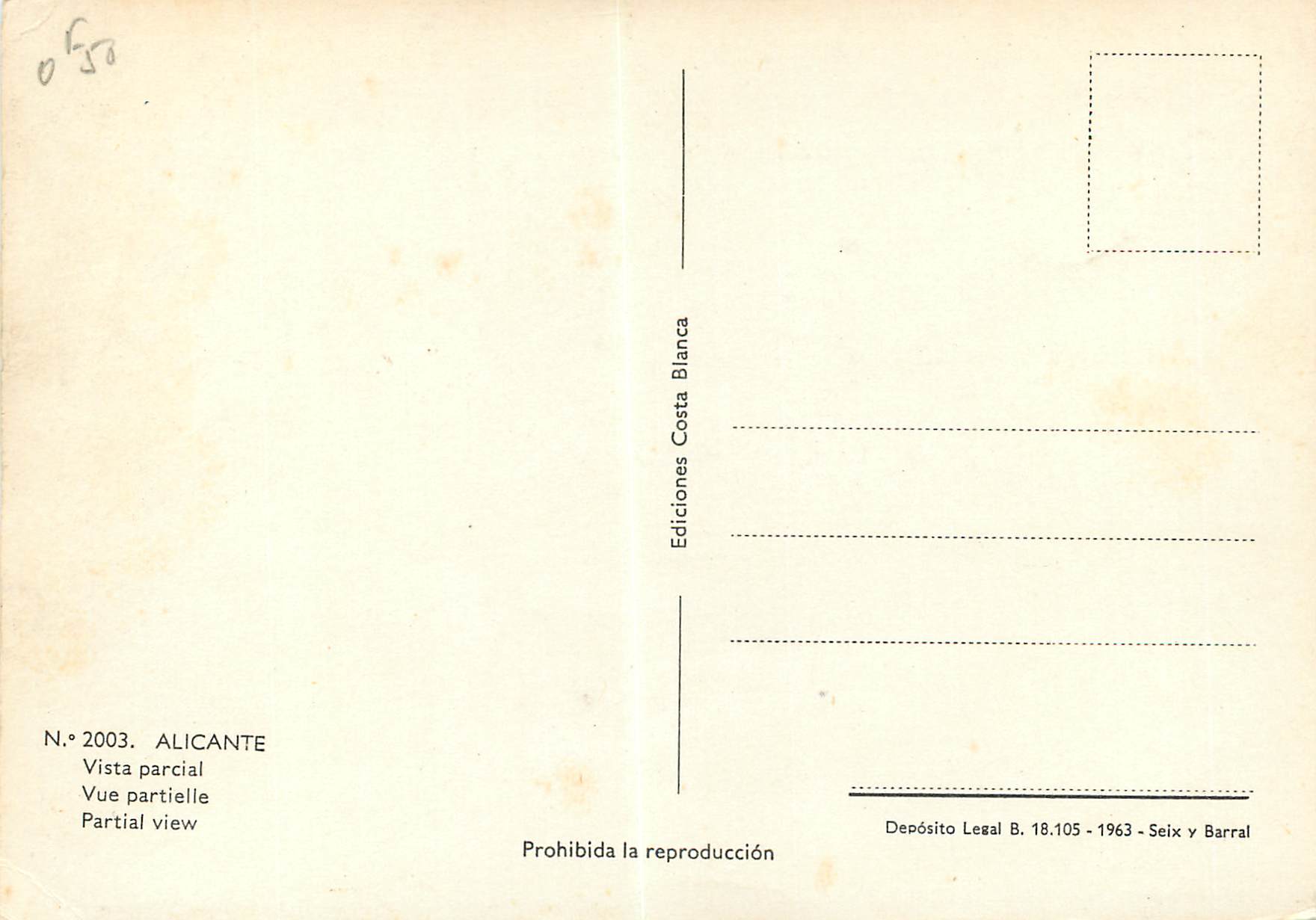 CPM Alicante vue partille — Rückseite