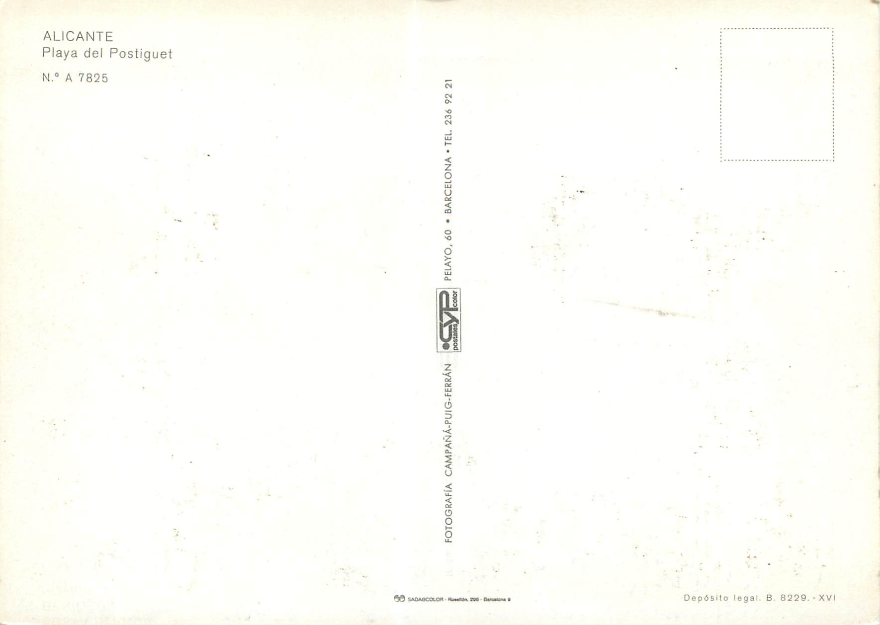 CPM Alicante busot playa del postiguet — Verso