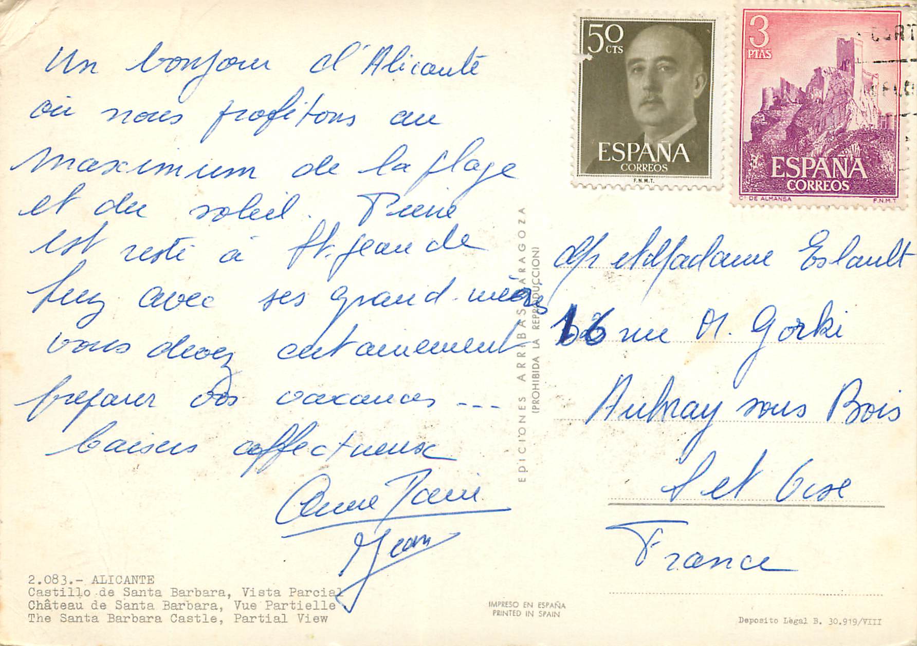 Château de Santa Barbara, Vista Partielle — Éditions Arrabas & Agoya, n° 2.083 — Rückseite