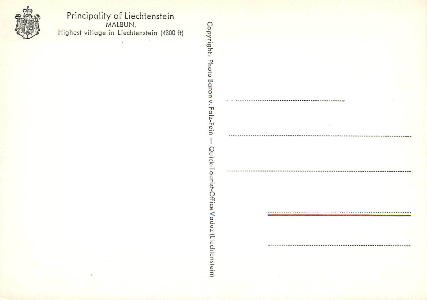 CPM Principality of Liechtenstein Malbun — Rückseite