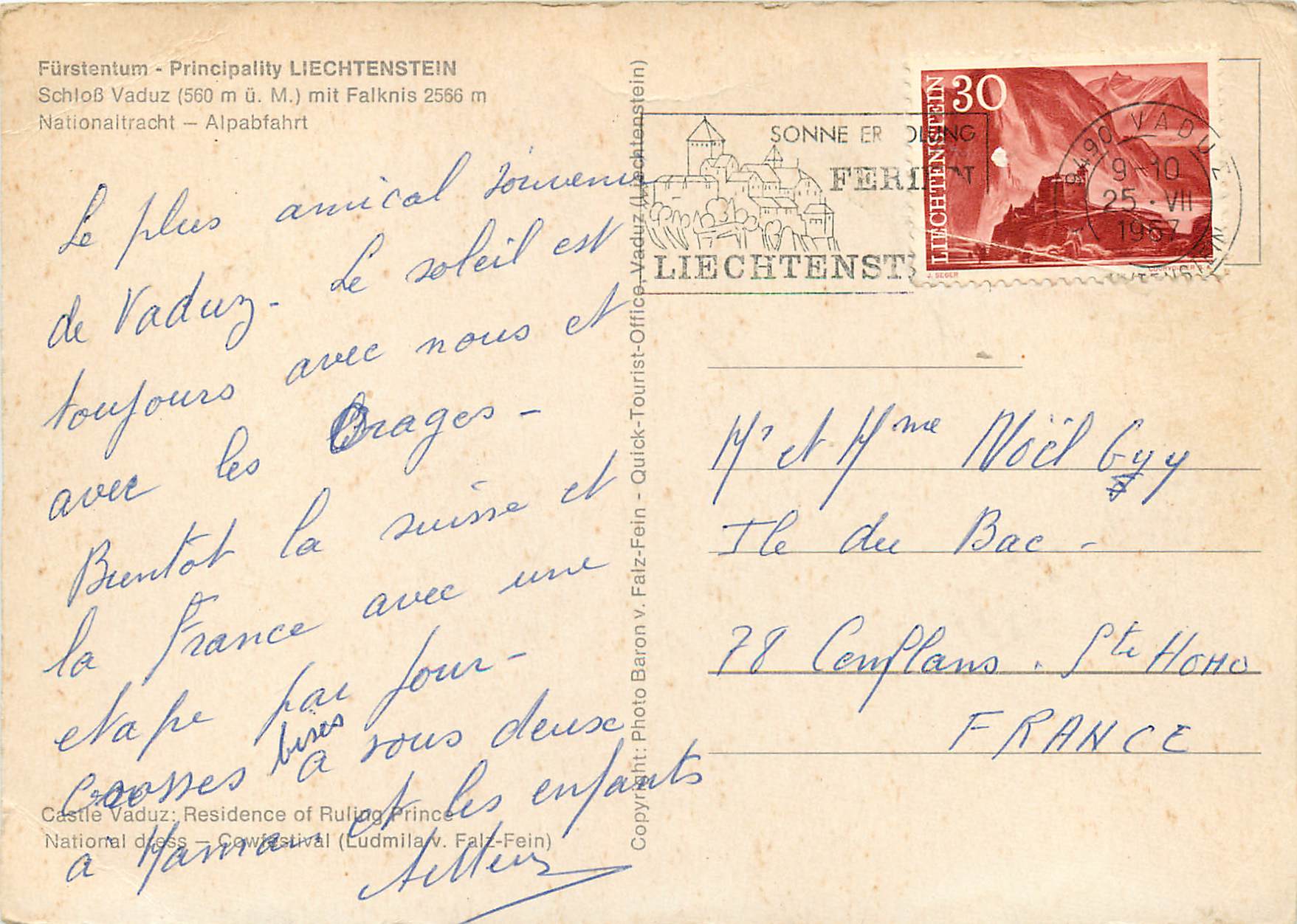 CPM Furstentum principality liechtenstein schlob (560 m u M) mlit falknis 2566 m — Rückseite