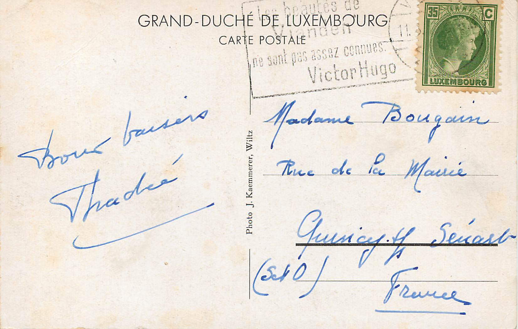 CPM Grand duche de luxebourgeoise Clervaux — Rückseite