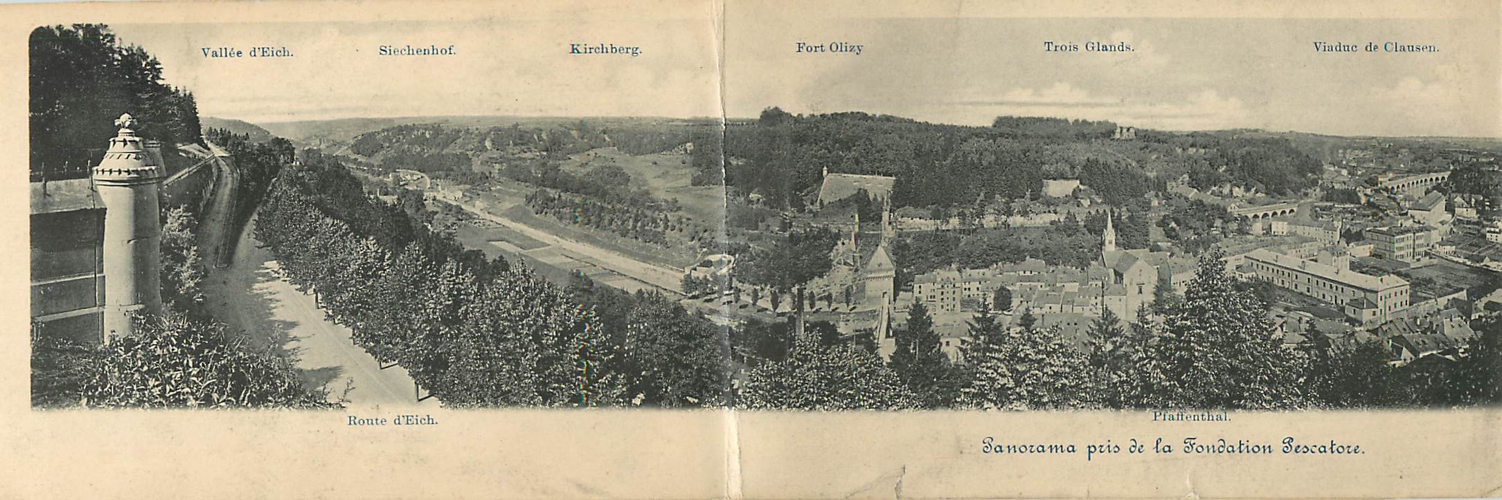 Panorama van de Stichting Escalotore — Luxemburg, het Park — Uitzicht op de Bovenstad, Rham, Boek en de omgeving
