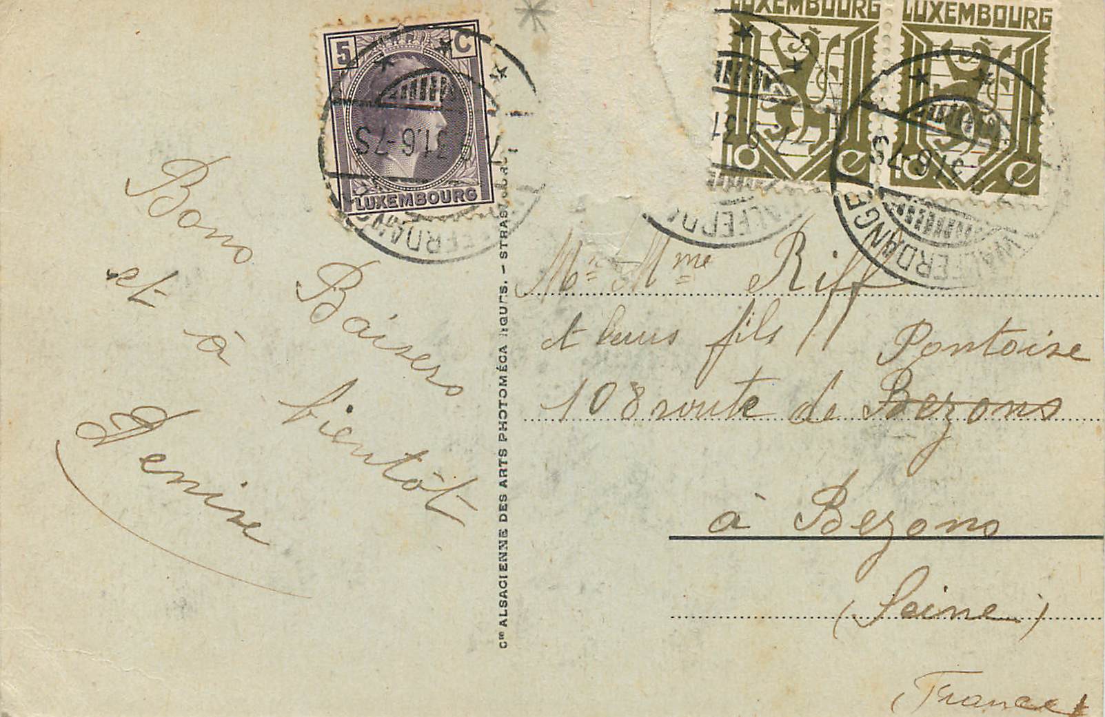 CPA Luxembourg palais grand ducal — Verso