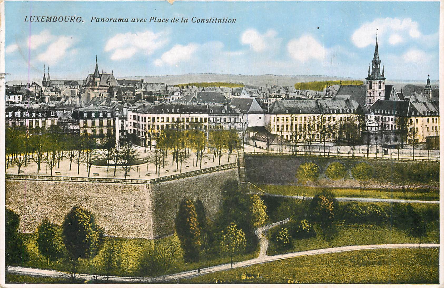 CPA Luxembourg panorama avec place de la constitution