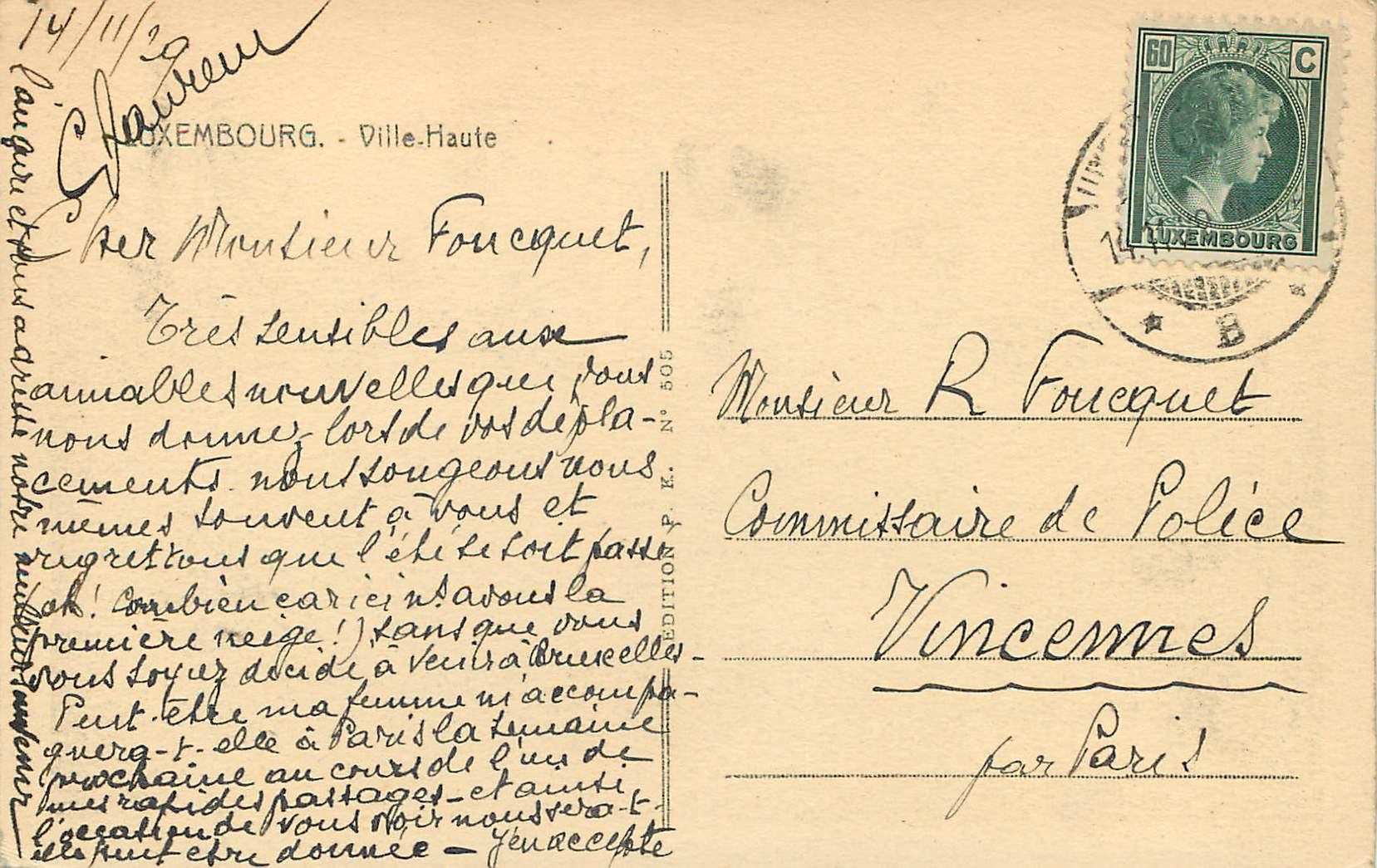 CPA Luxembourg ville haute — Verso