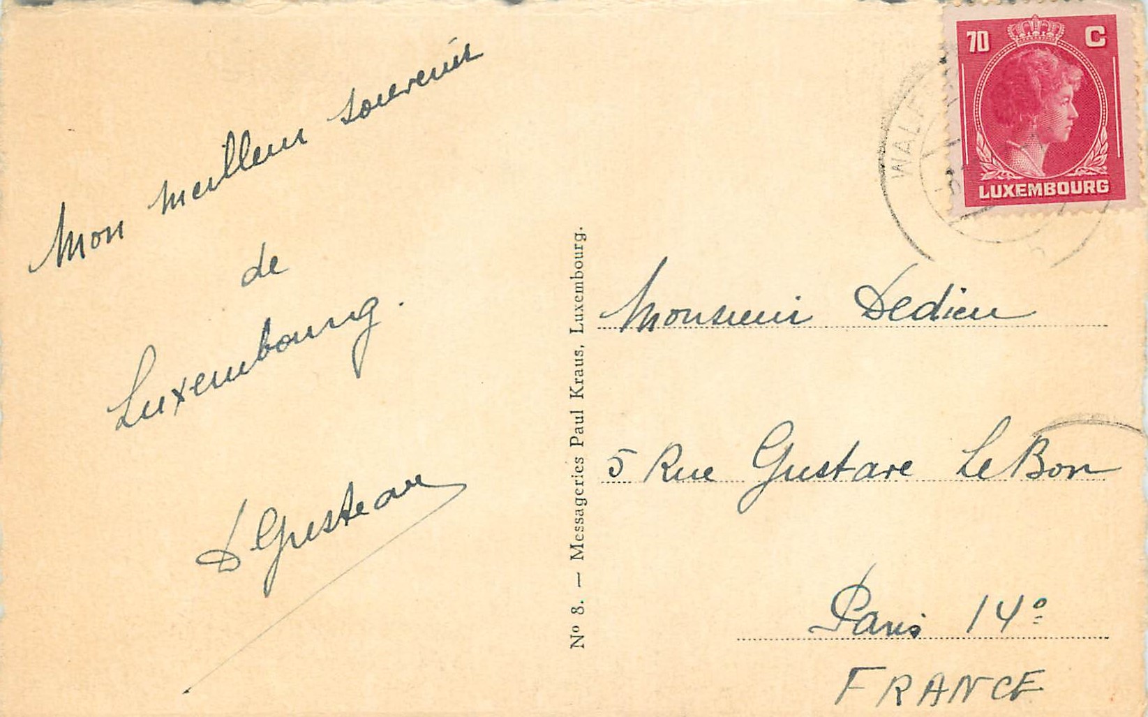 CPA Luxembourg porte de treves — Verso