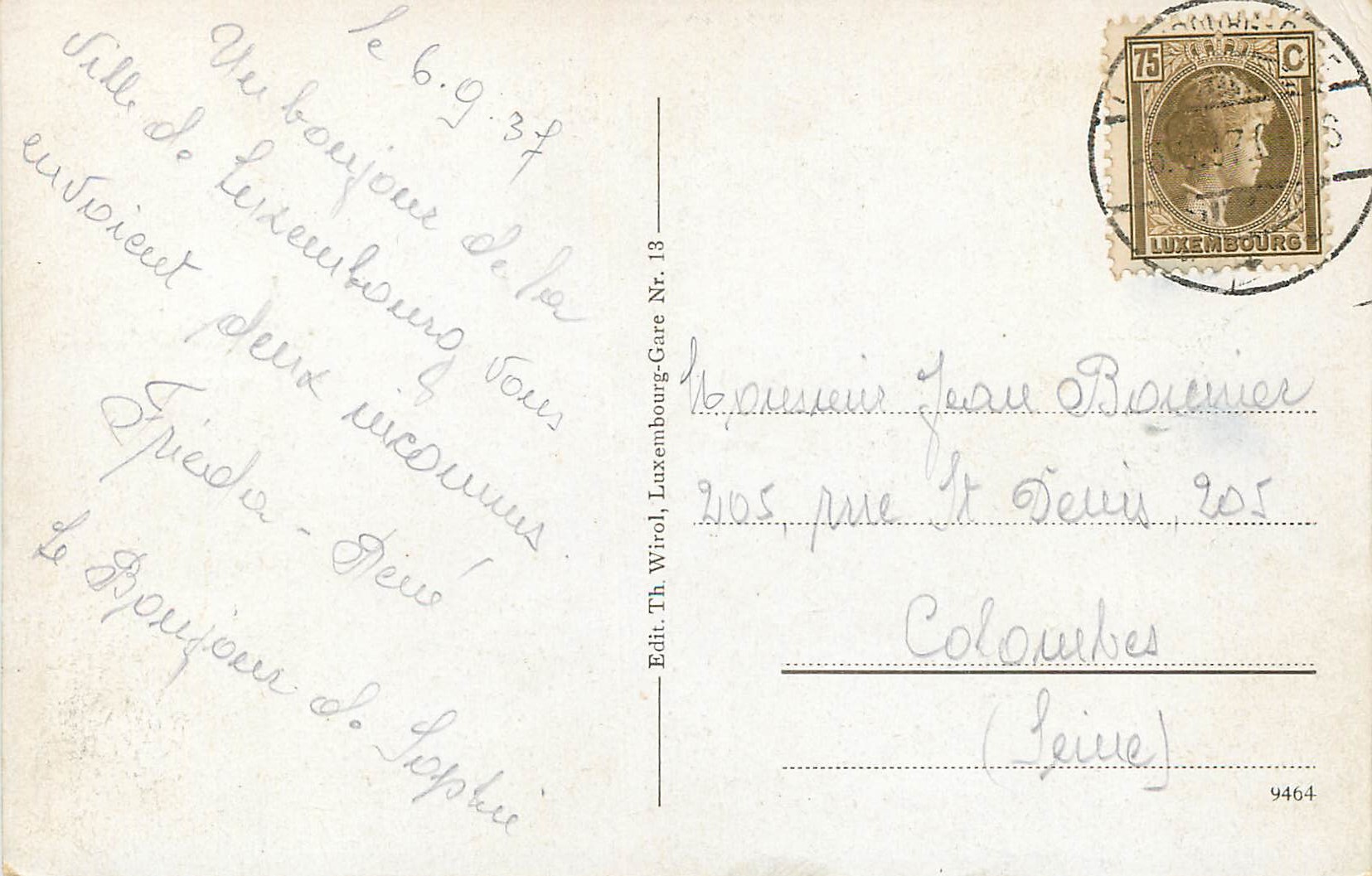 CPA Luxembourg pont adolphe — Verso
