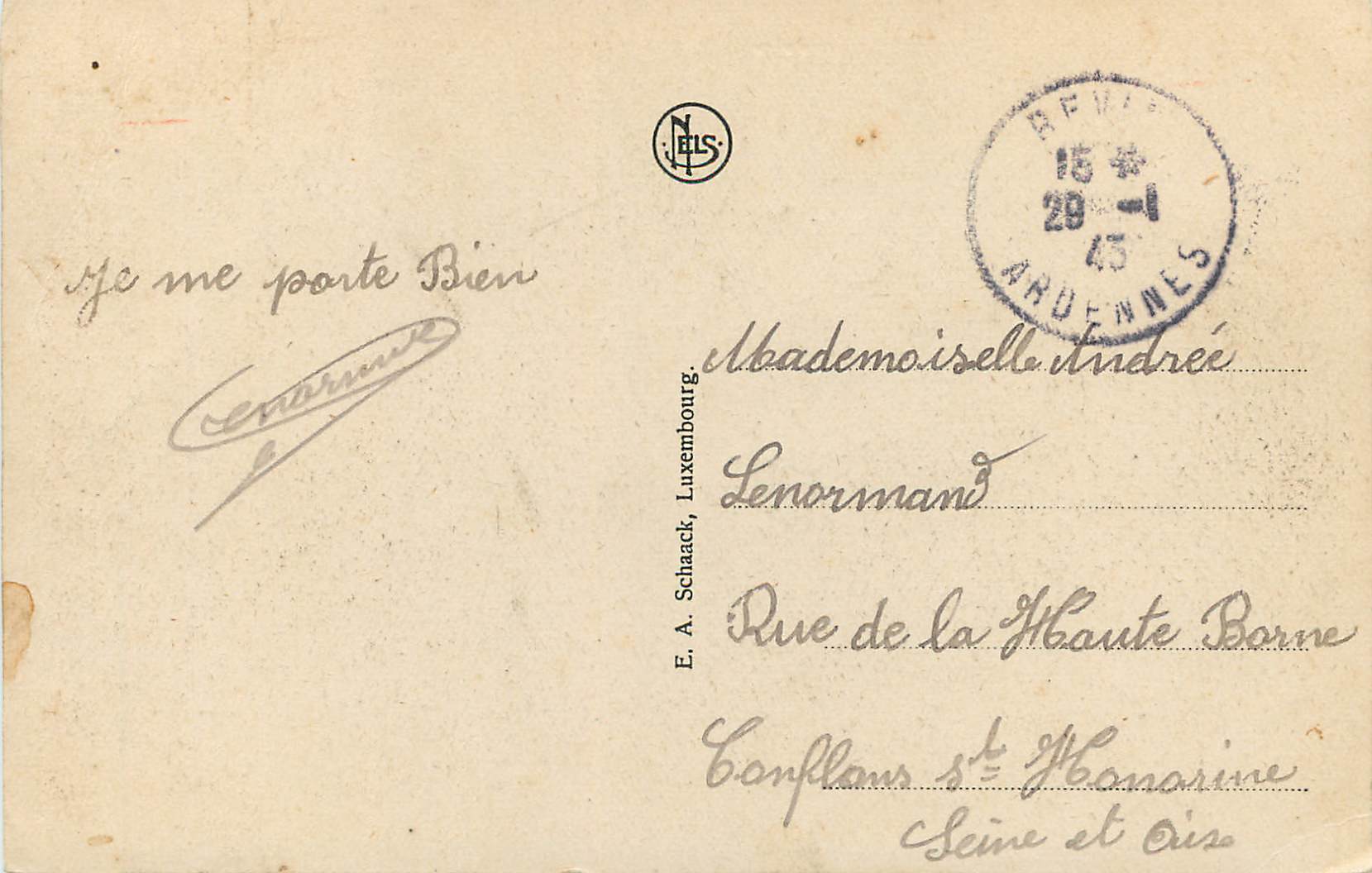 CPA Luxembourg pont Adolphe — Verso