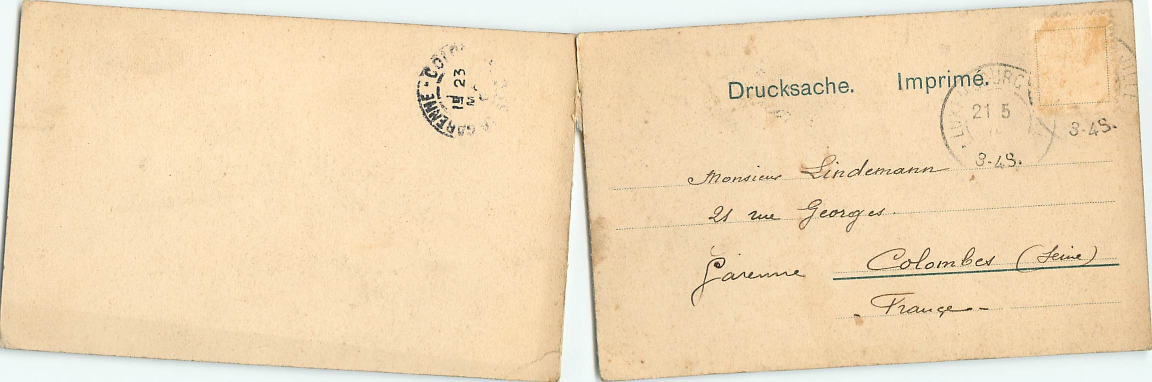 CARTE DOUBLE Luxembourg — Verso