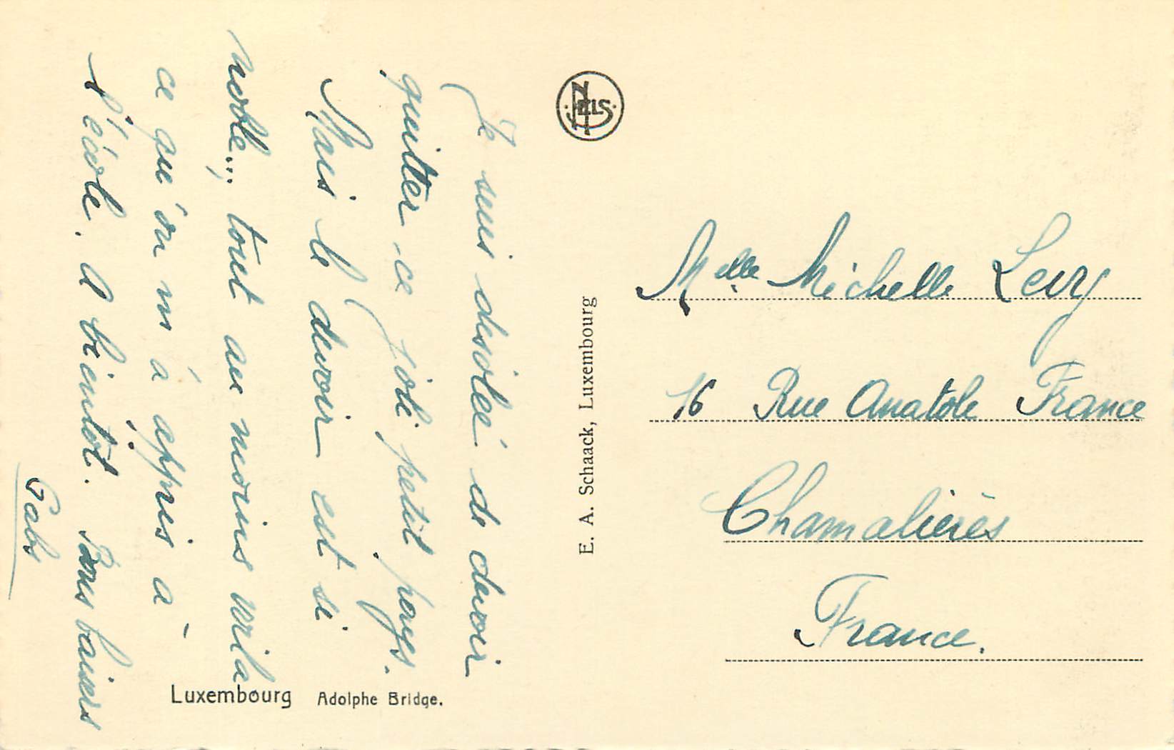 CPA Luxembourg Pont adolphe — Verso