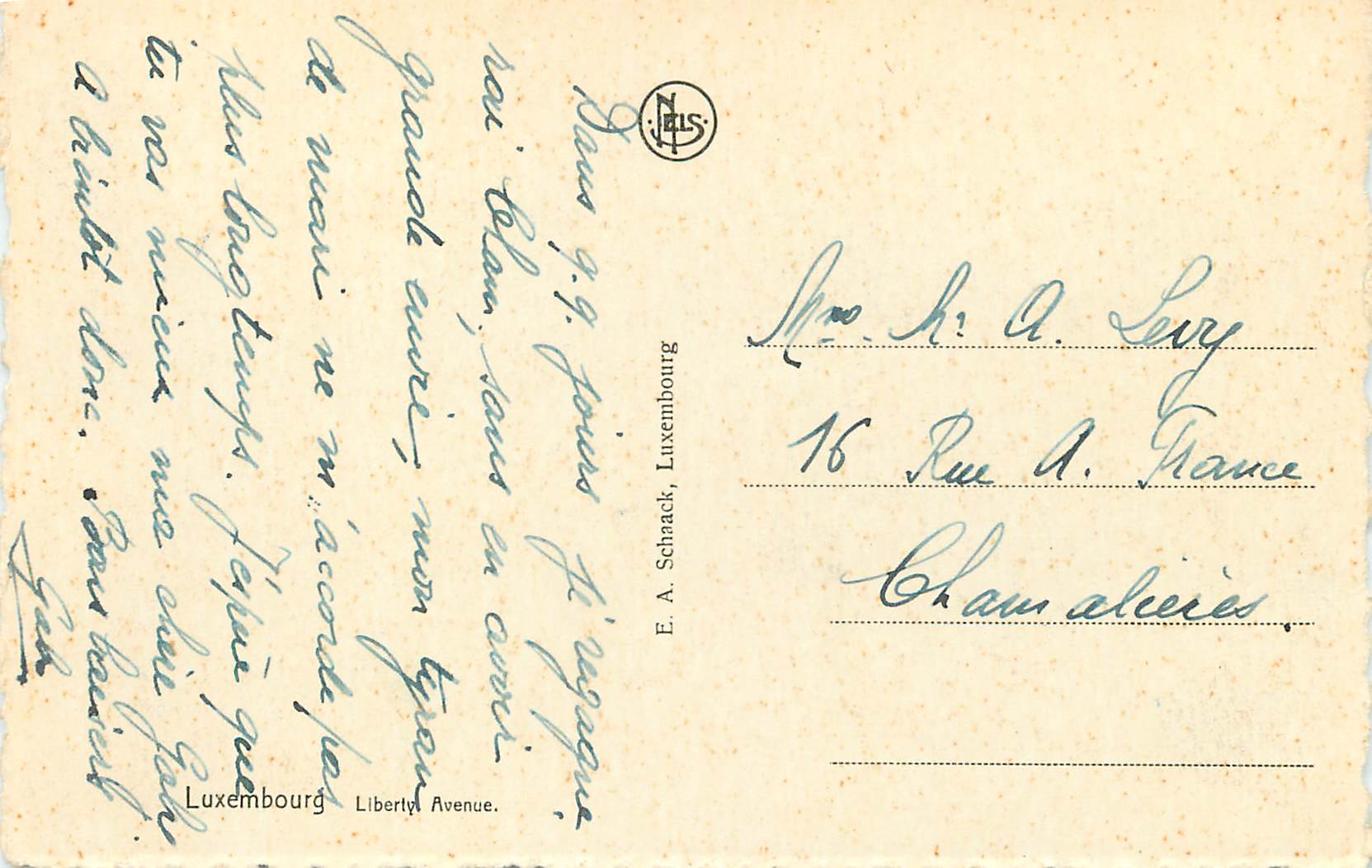 CPA Luxembourg liberia avenue — Verso