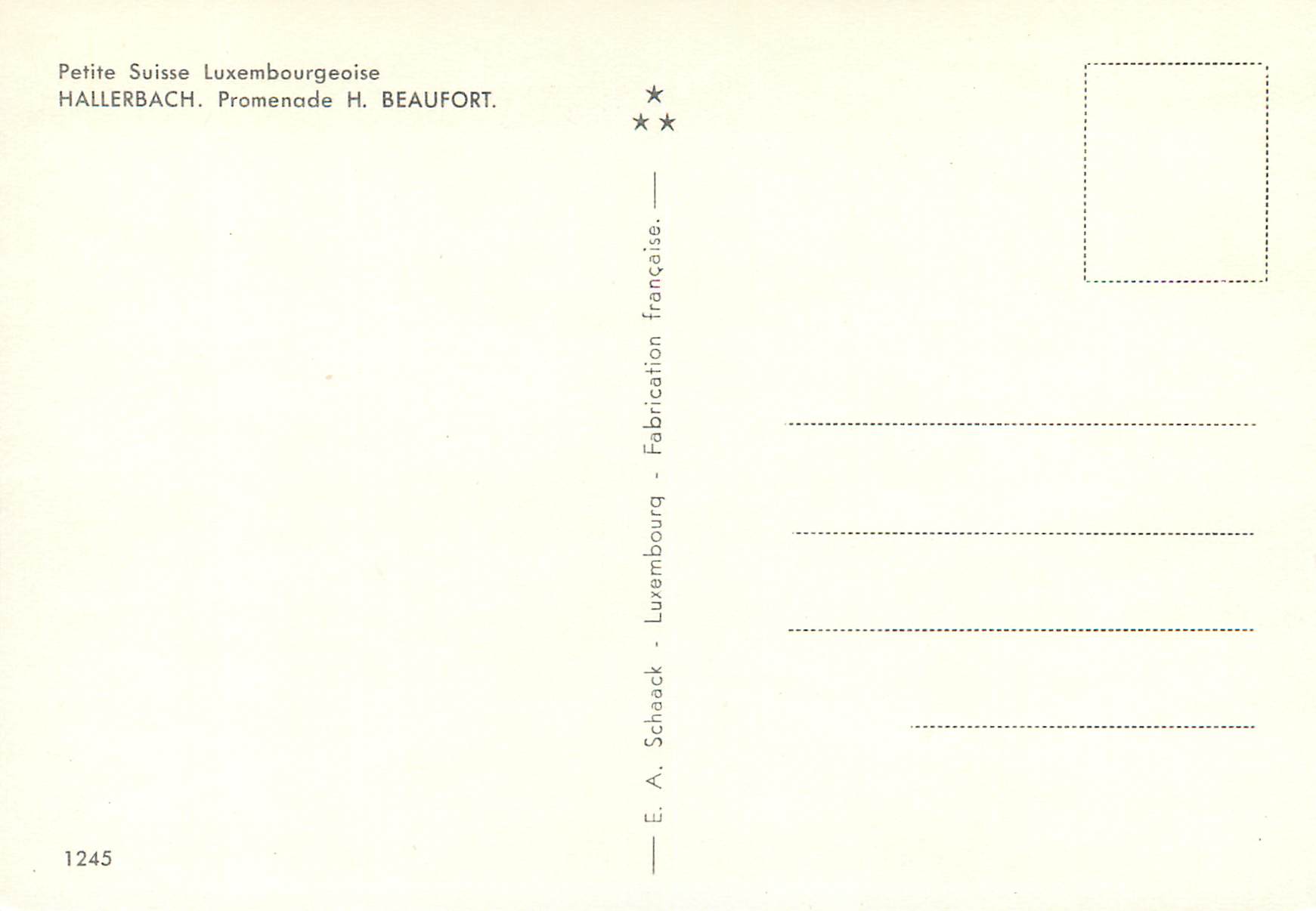 CPM Luxembourg Hallerbach Promenade H.Beaufort Petite Suisse Luxembourgeoise — Verso