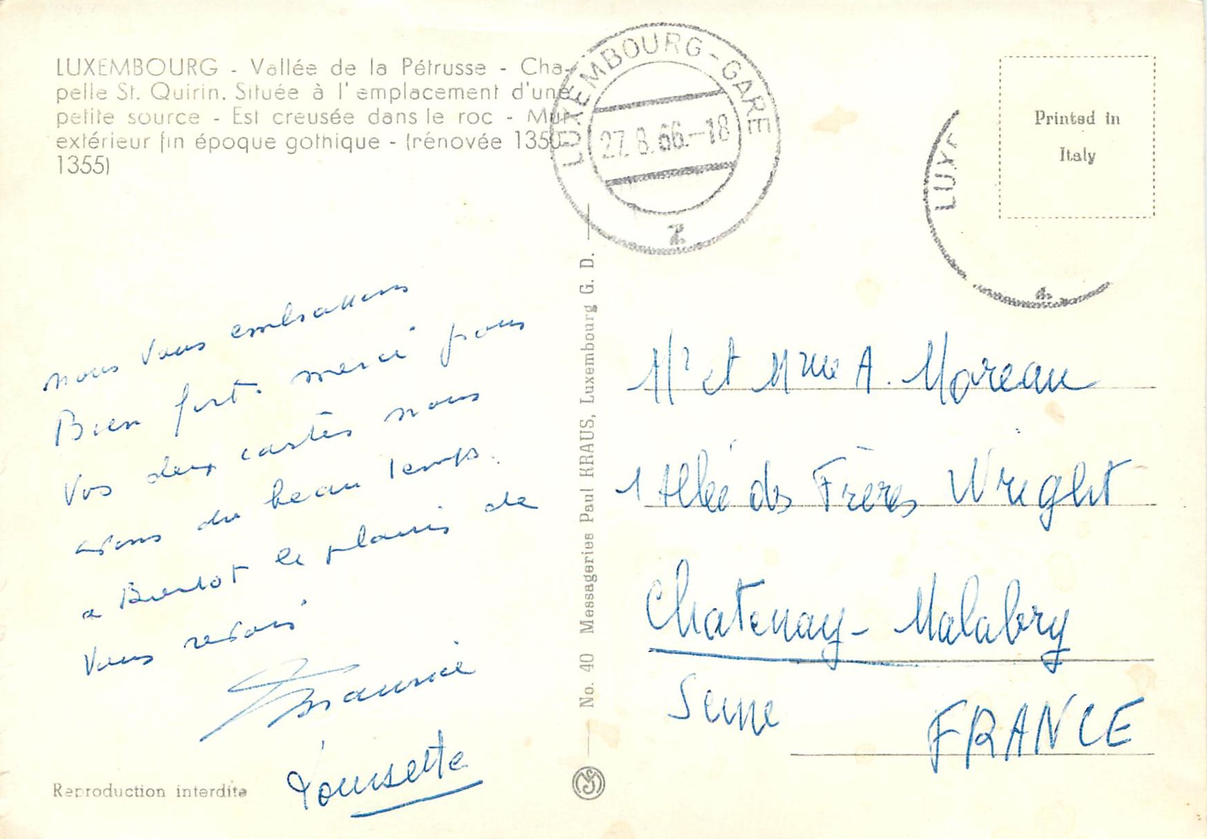 CPM Luxembourg VallÃ©e de la Petrusse — Verso