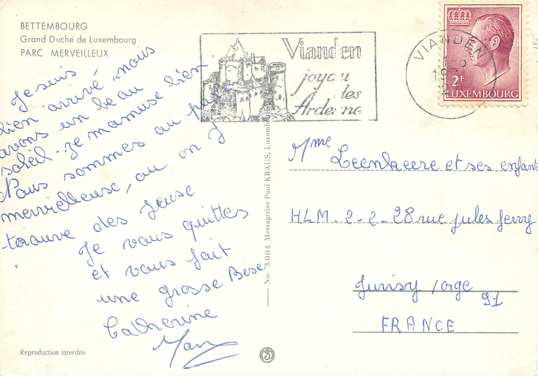 CPM Bettembourg Grand duche de Luxembourg Perroquet Balancoire — Rückseite