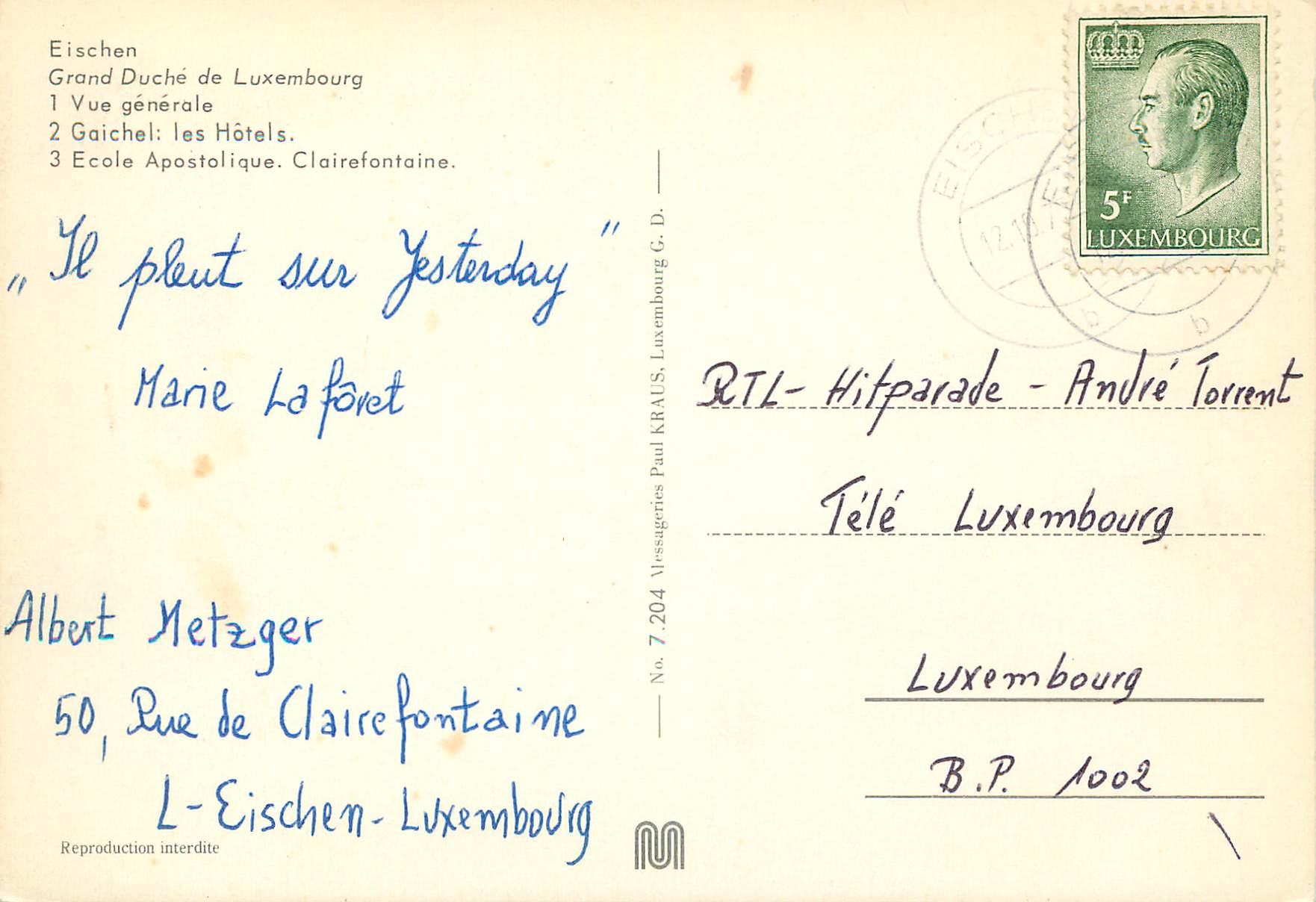 CPM Luxembourg Mersch Grand Duche de Luxembourg — Rückseite