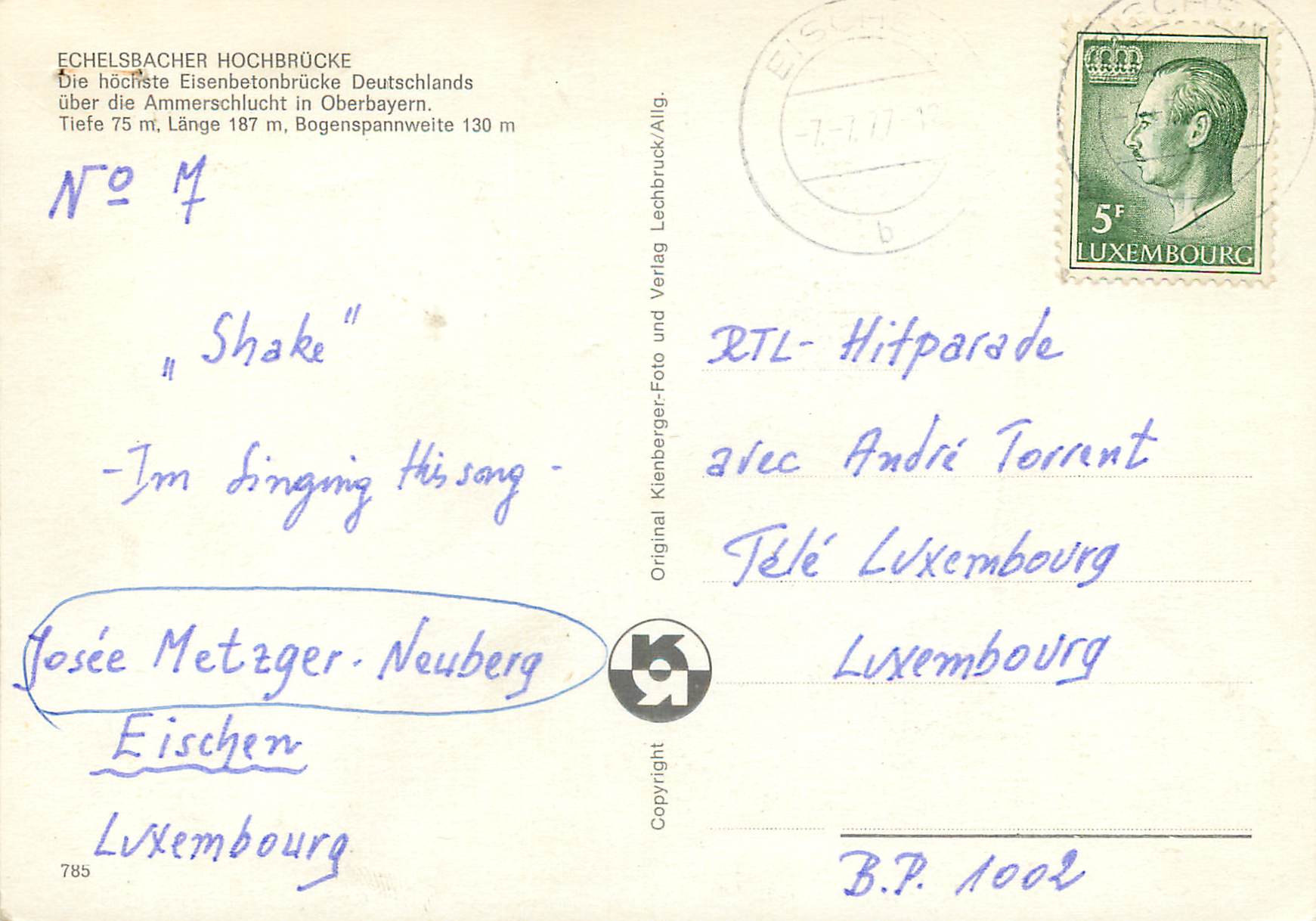 CPM Luxembourg Echelsbacher Hochbrucke — Verso