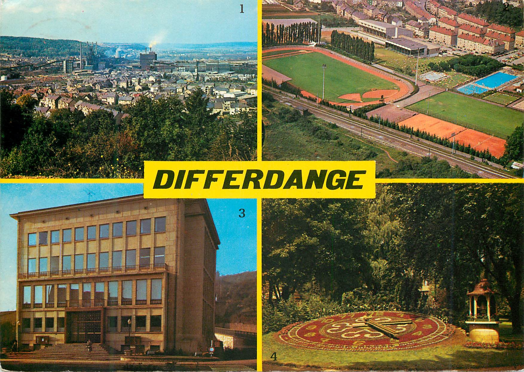 CPM Luxembourg Vue generale Centre sportif Hotel de ville Horloge fleurie