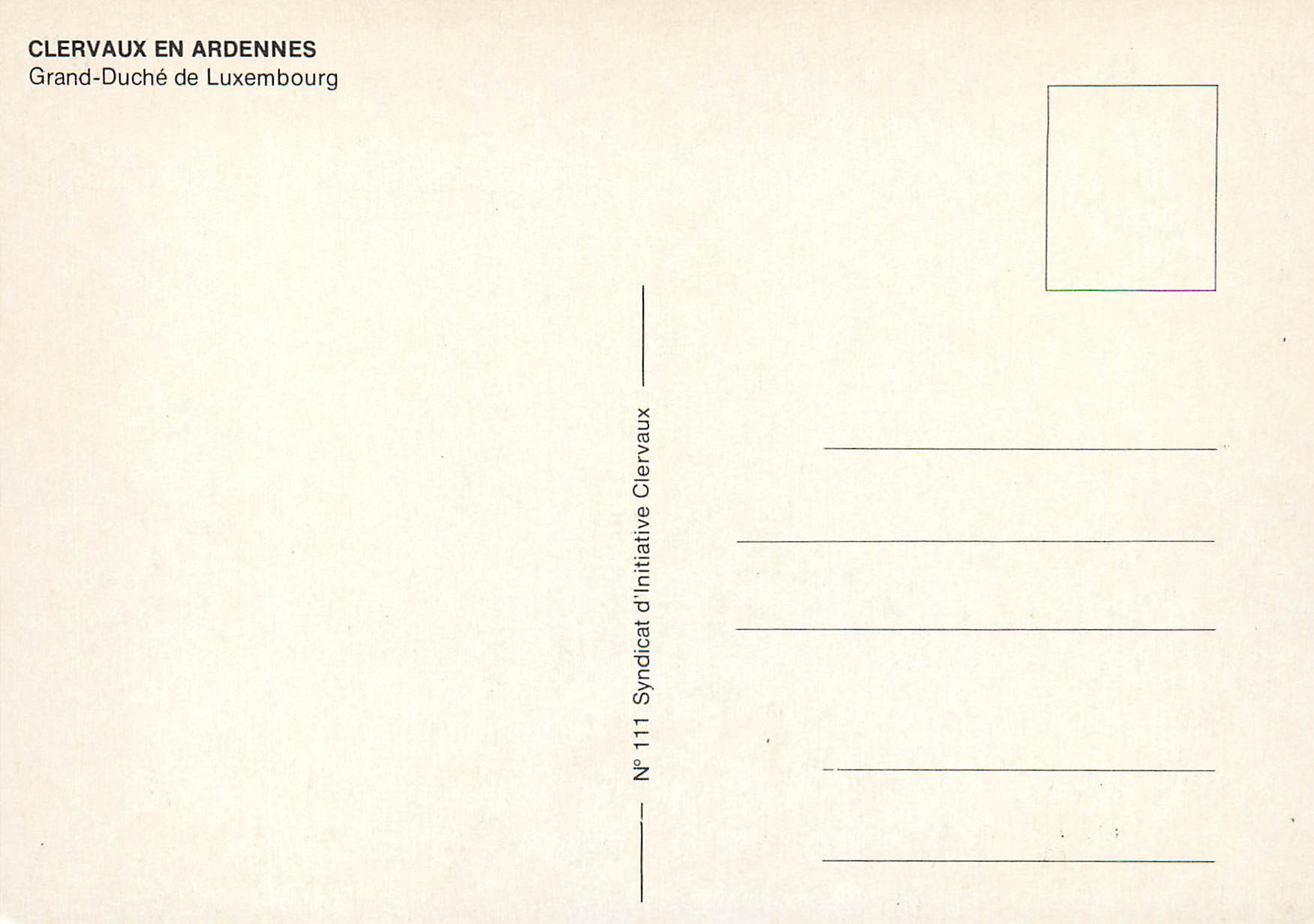 CPM Luxembourg Grand-Duche de Luxembourg Clervaux — Rückseite