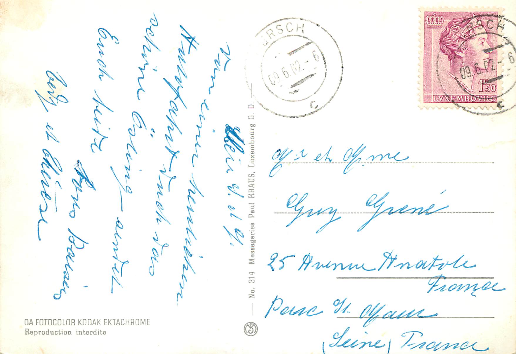 CPM Luxembourg Grand-Duche de Luxembourg  Clervaux — Rückseite