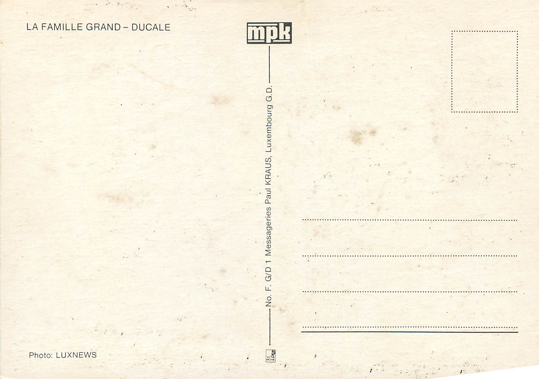 CPM Luxembourg La Famille Grand-Ducale — Rückseite