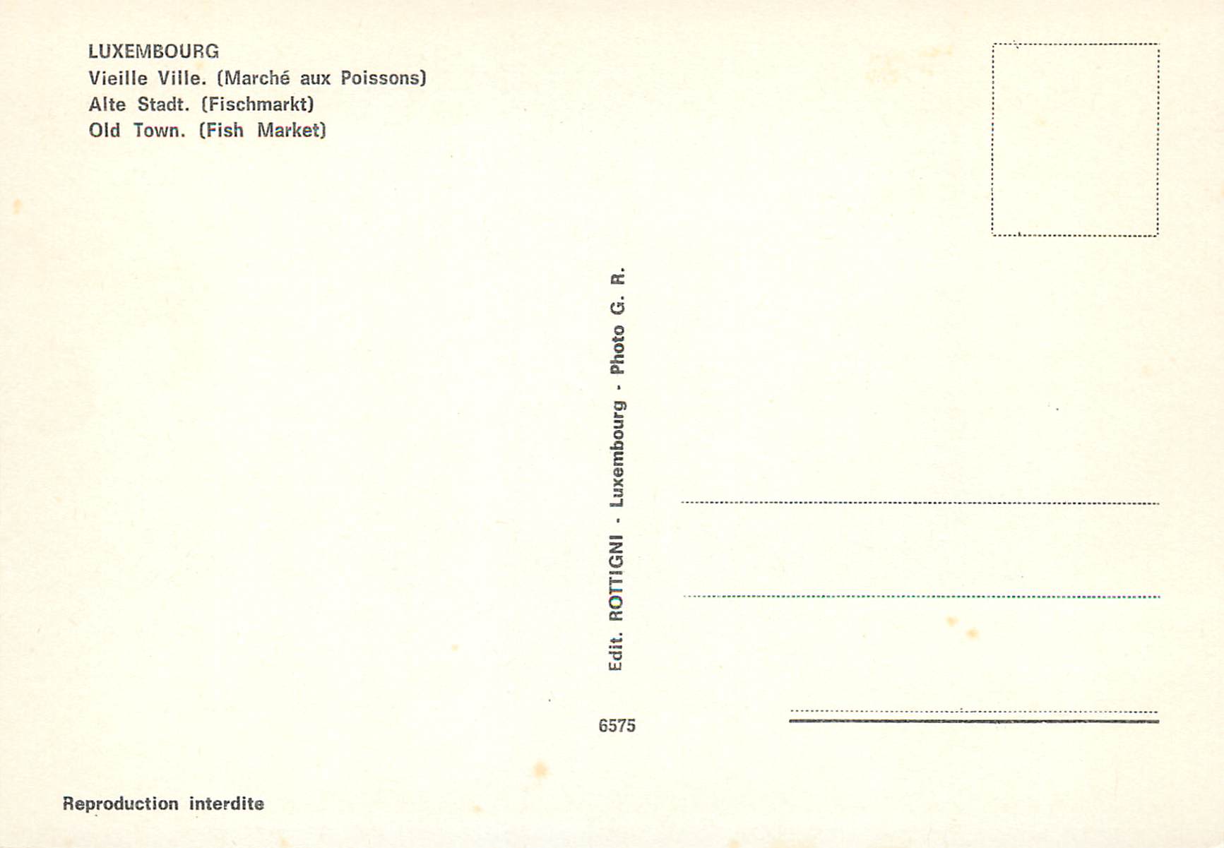 CPM Luxembourg Vieille VIlle — Verso