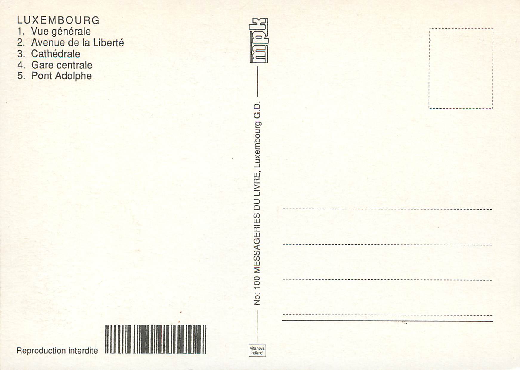CPM Luxembourg Vue generale — Verso