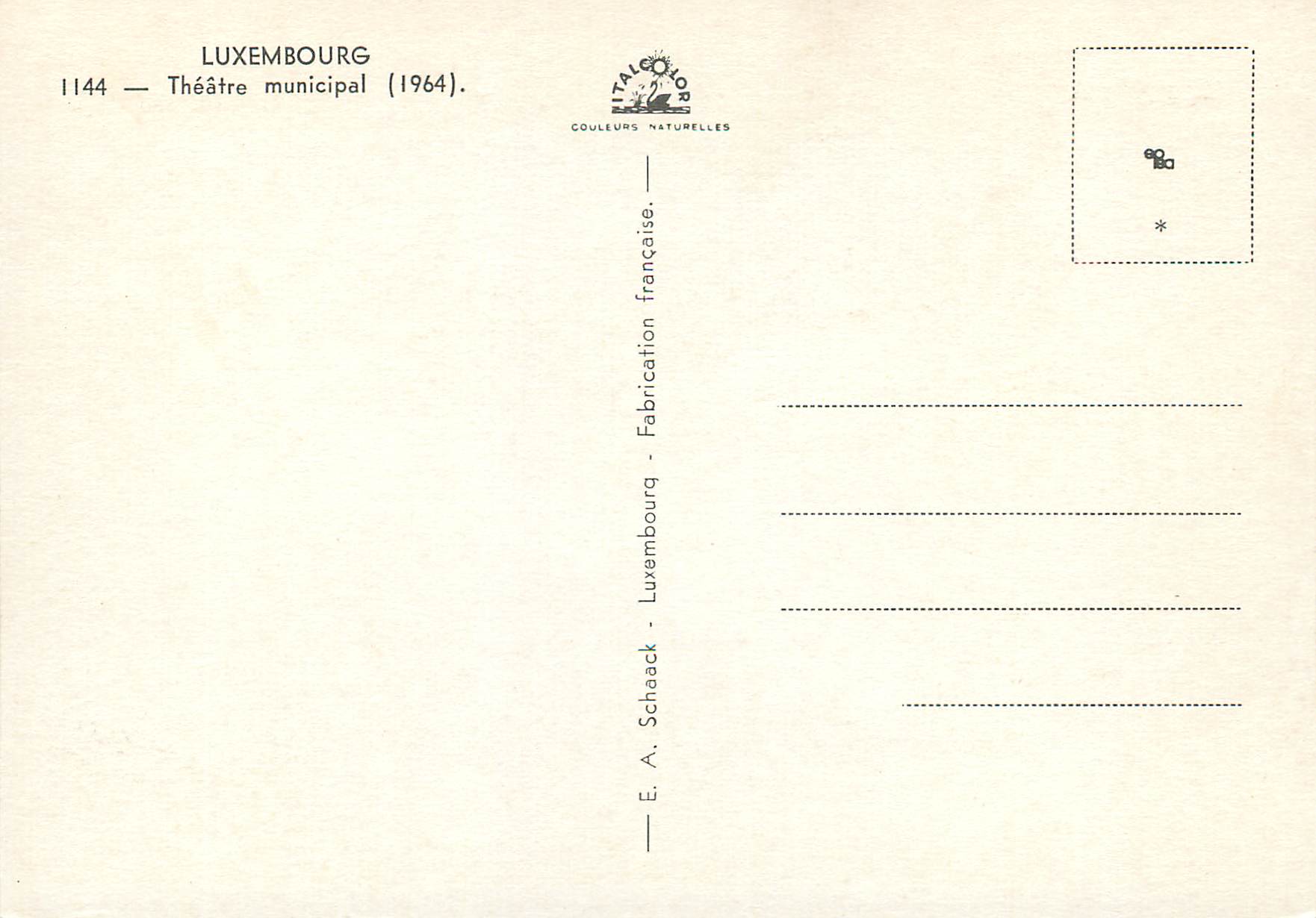 CPM Luxembourg Theatre municipal (1964) — Verso