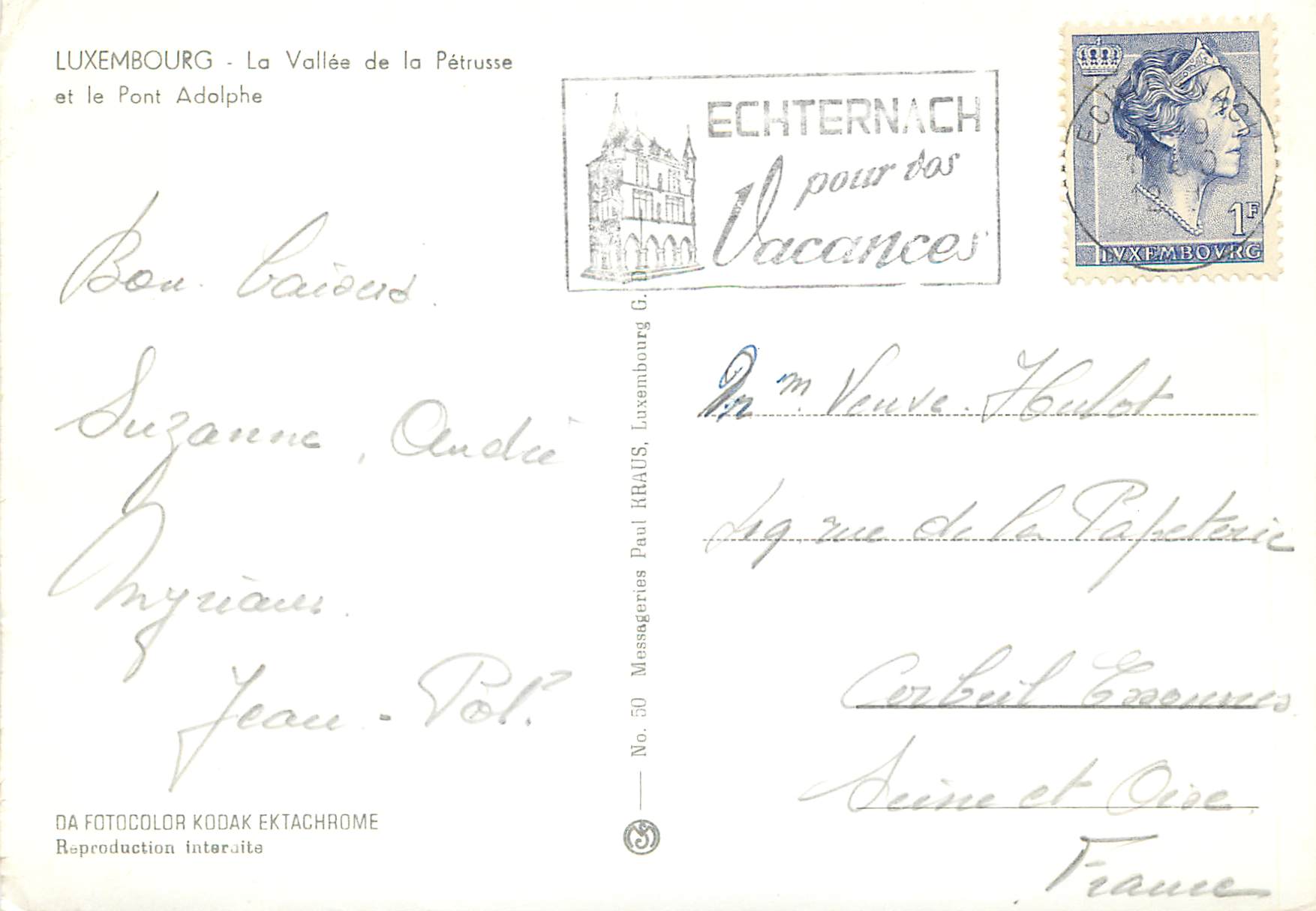 CPM Luxembourg La Vallee de la Petrusse et la Pont Adolphe — Verso