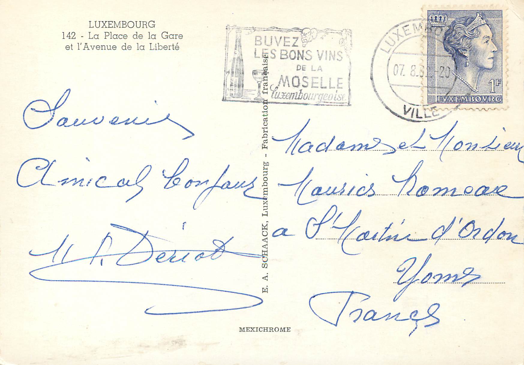 CPM Luxembourg La Place de la Gare et l'Avenue de la Liberte — Rückseite
