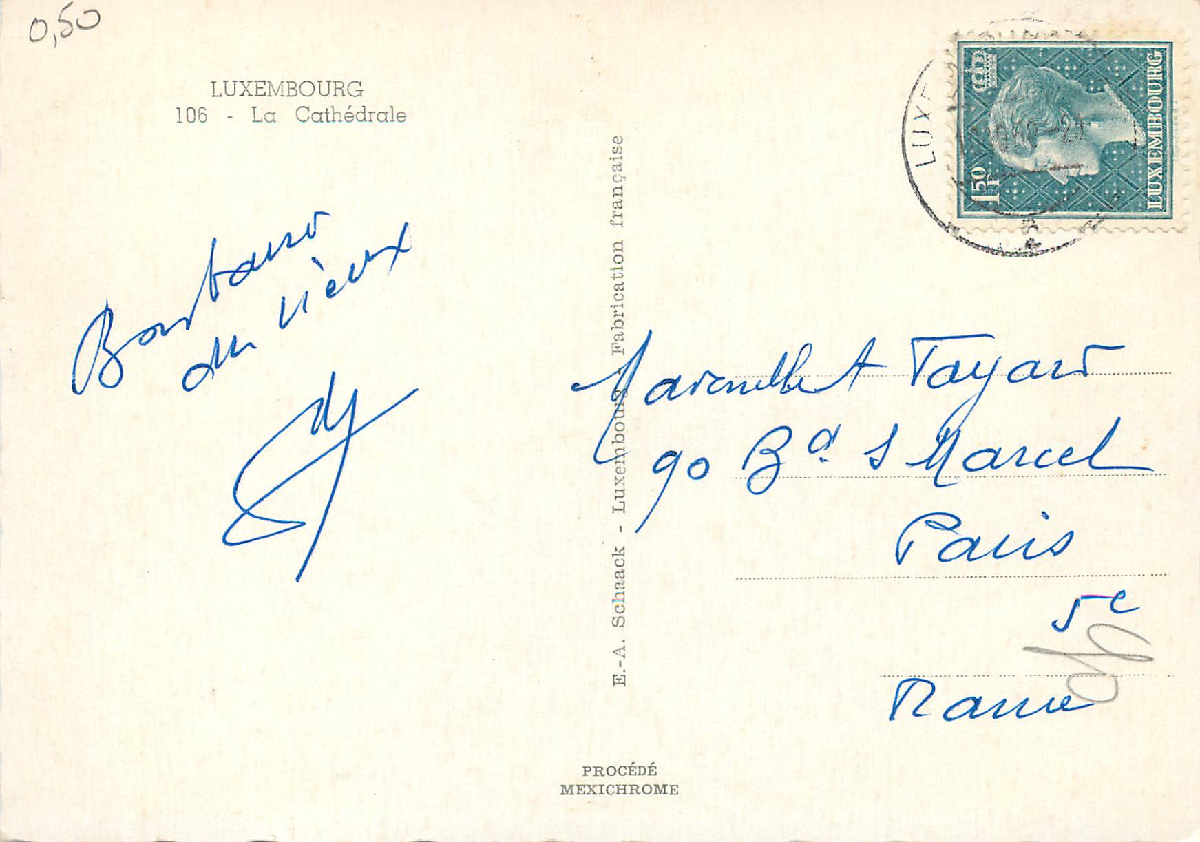 CPM Luxembourg La Cathedrale — Verso