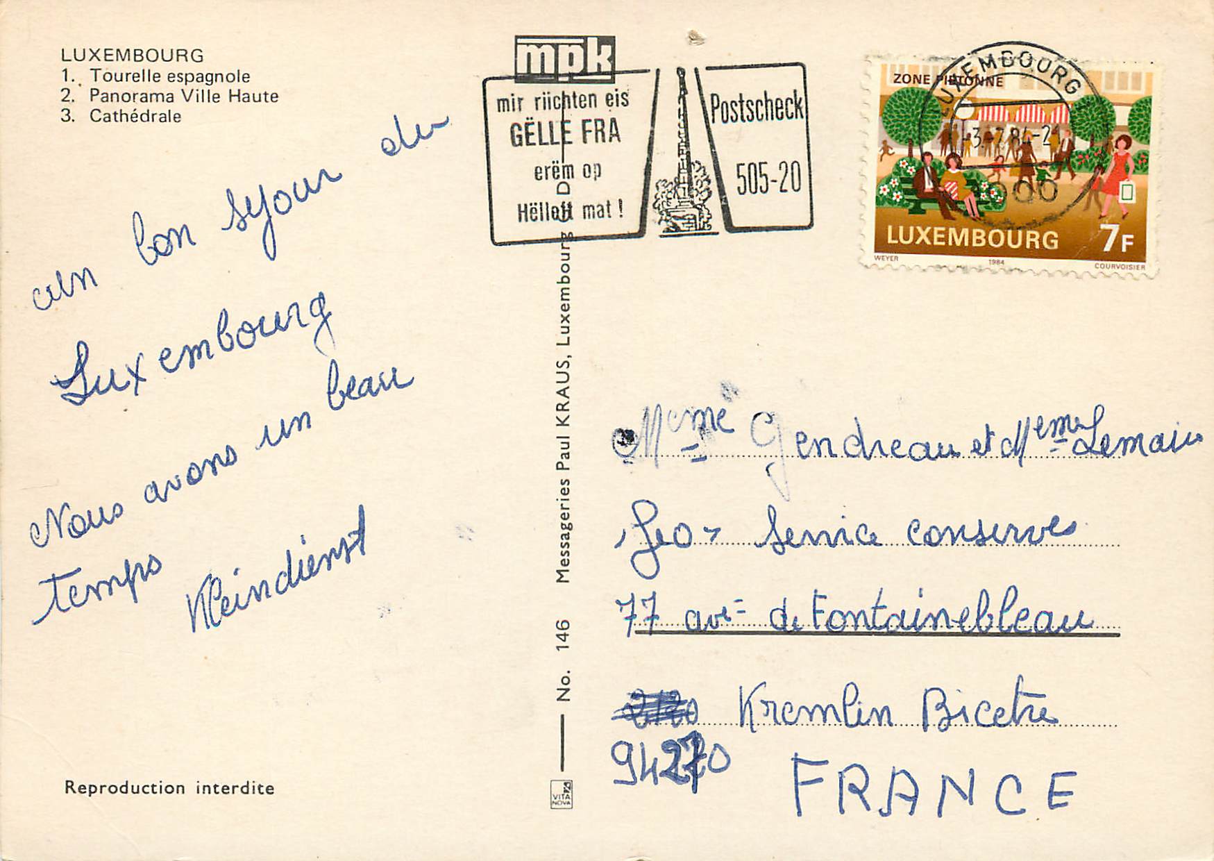 CPM Luxembourg Tourelle espagnole — Verso