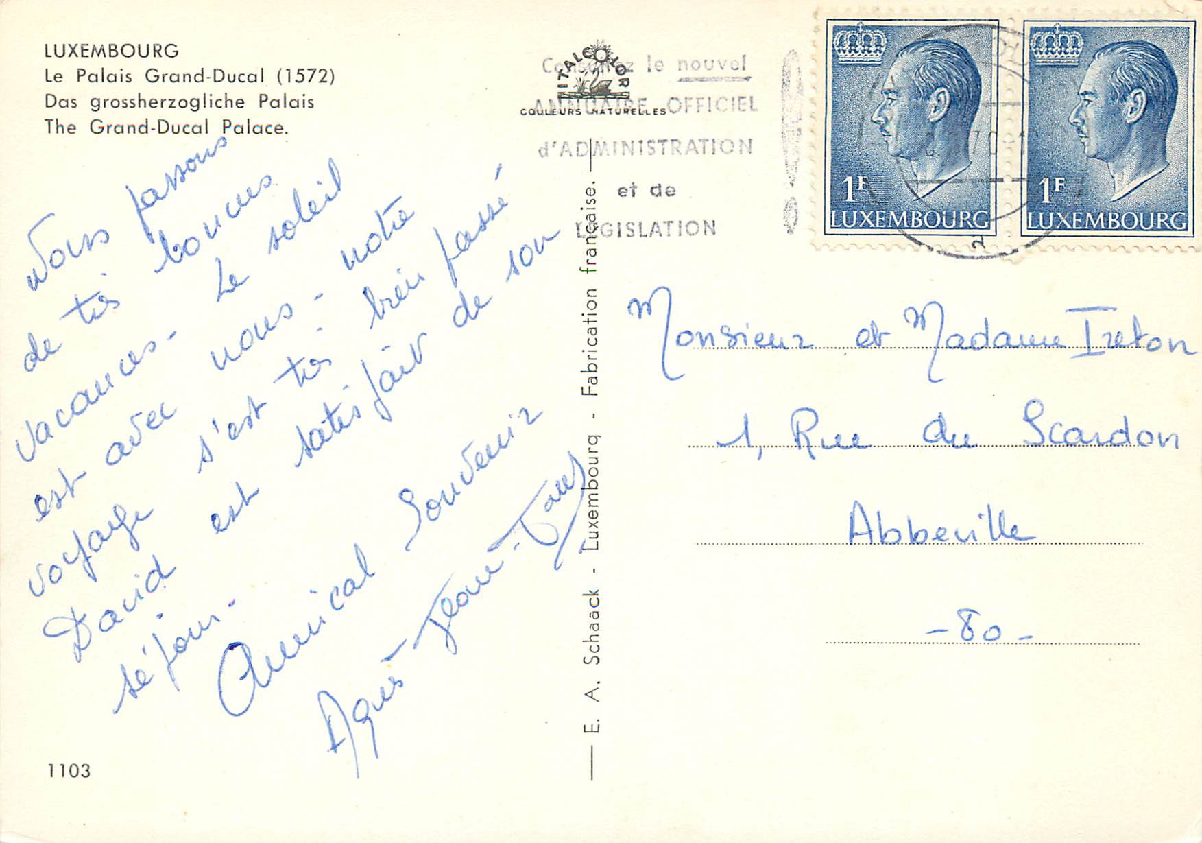 CPM Luxembourg Le Palais Grand (1572) — Back