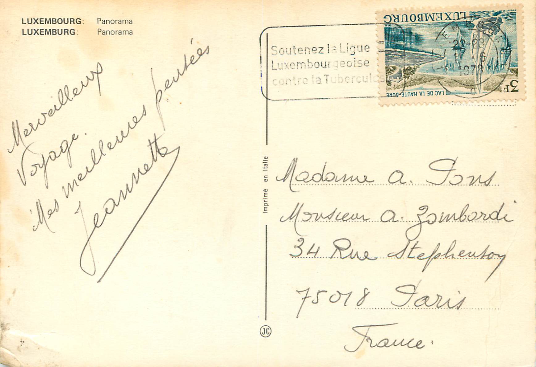 CPM Luxembourg Panorama — Verso