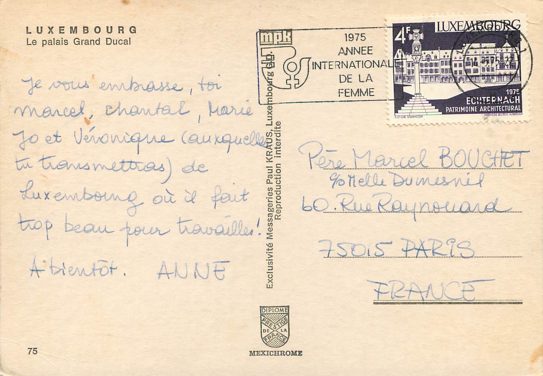 CPM Luxembourg Le Palais Grand Ducal — Rückseite