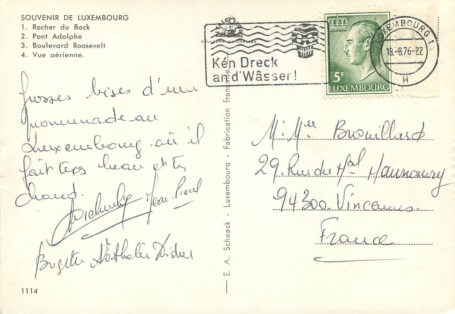 CPM Luxembourg Rocher du Back — Rückseite