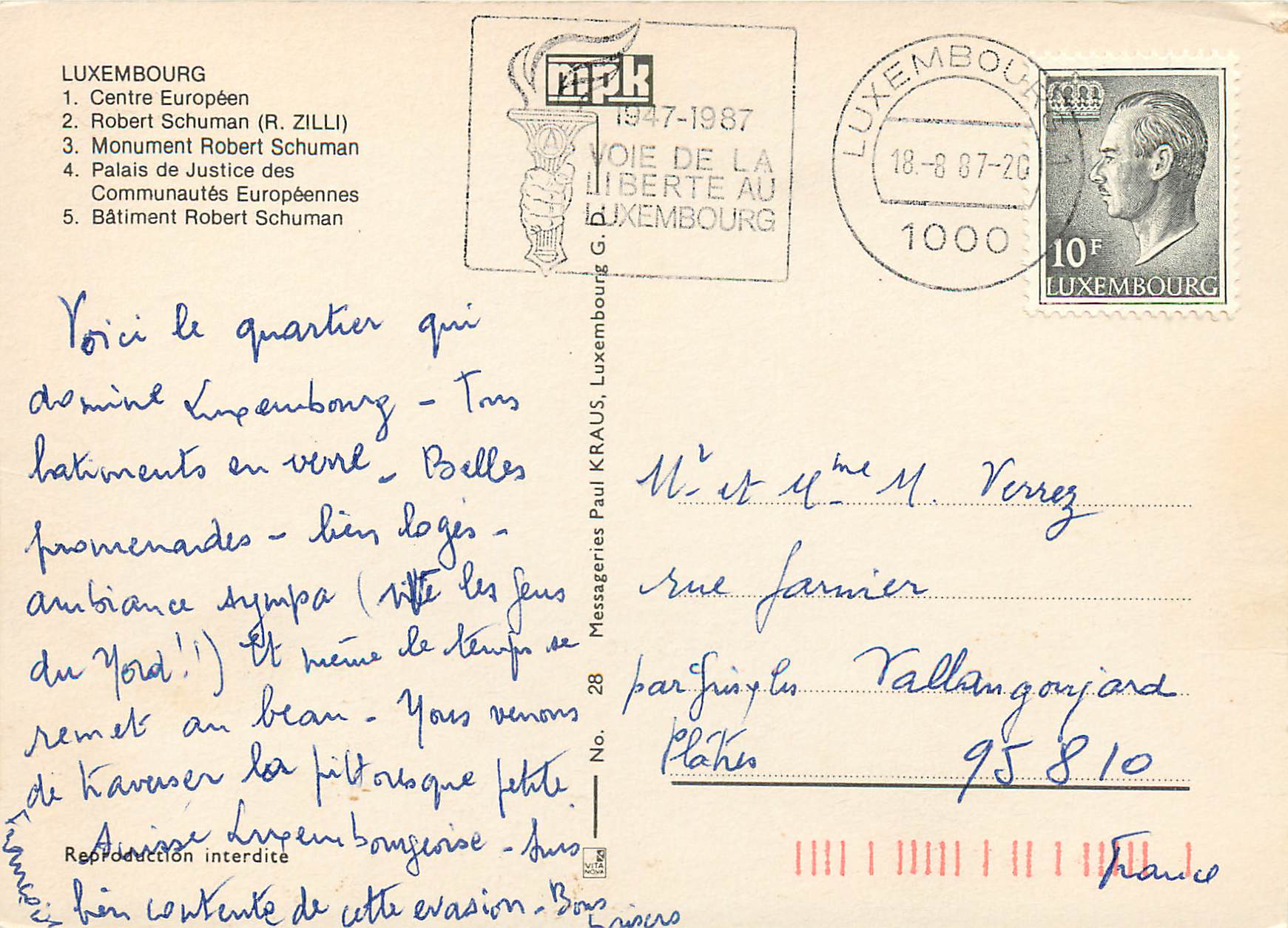 CPM Luxembourg Centre Europeen — Verso