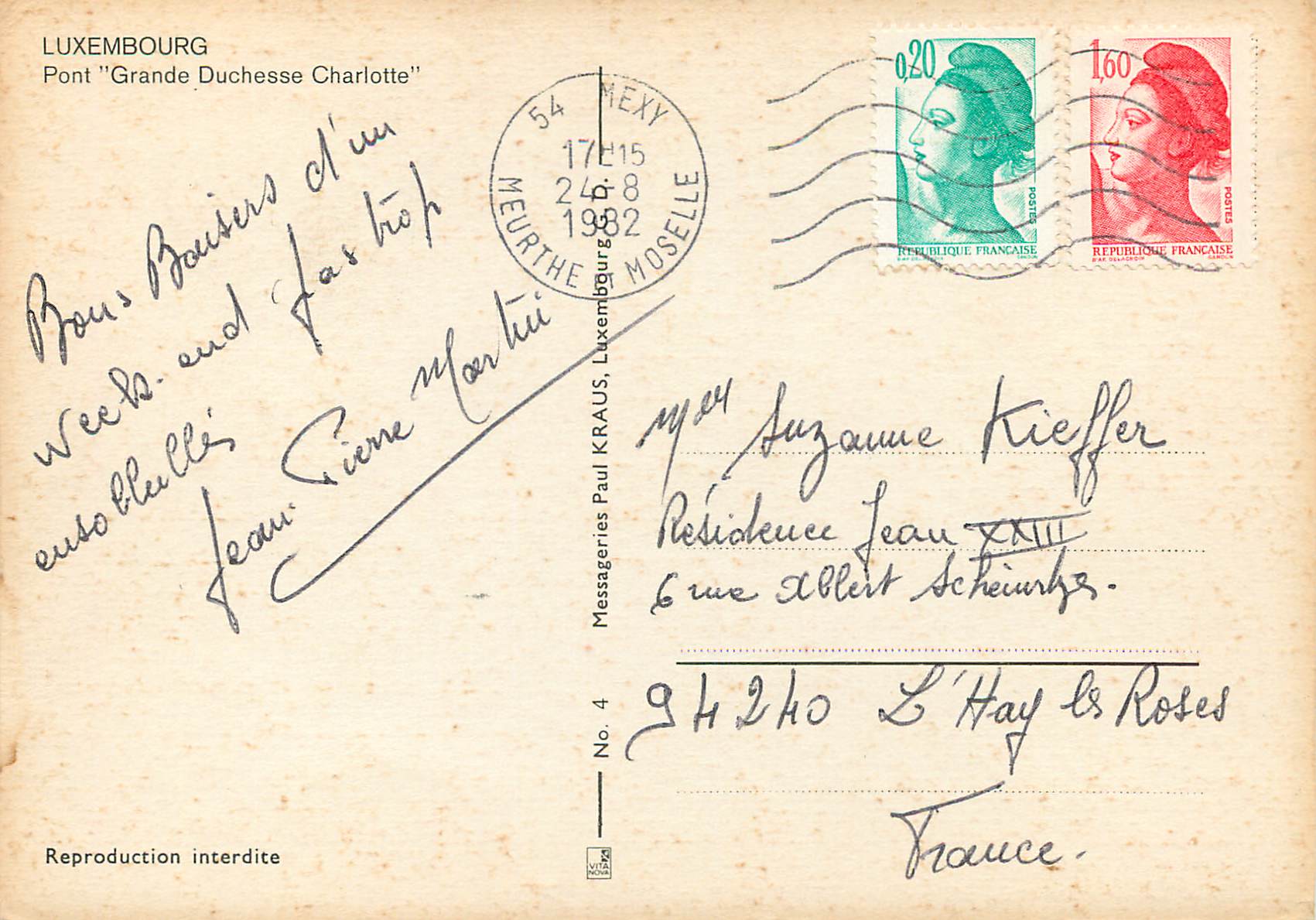 CPM Luxembourg Pont Grande Duchesse Charlotte — Verso