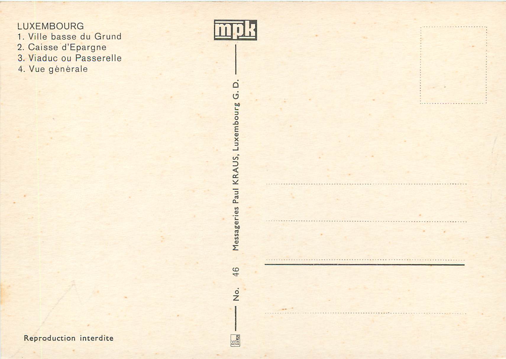 CPM Luxembourg Ville basse du Grund — Verso