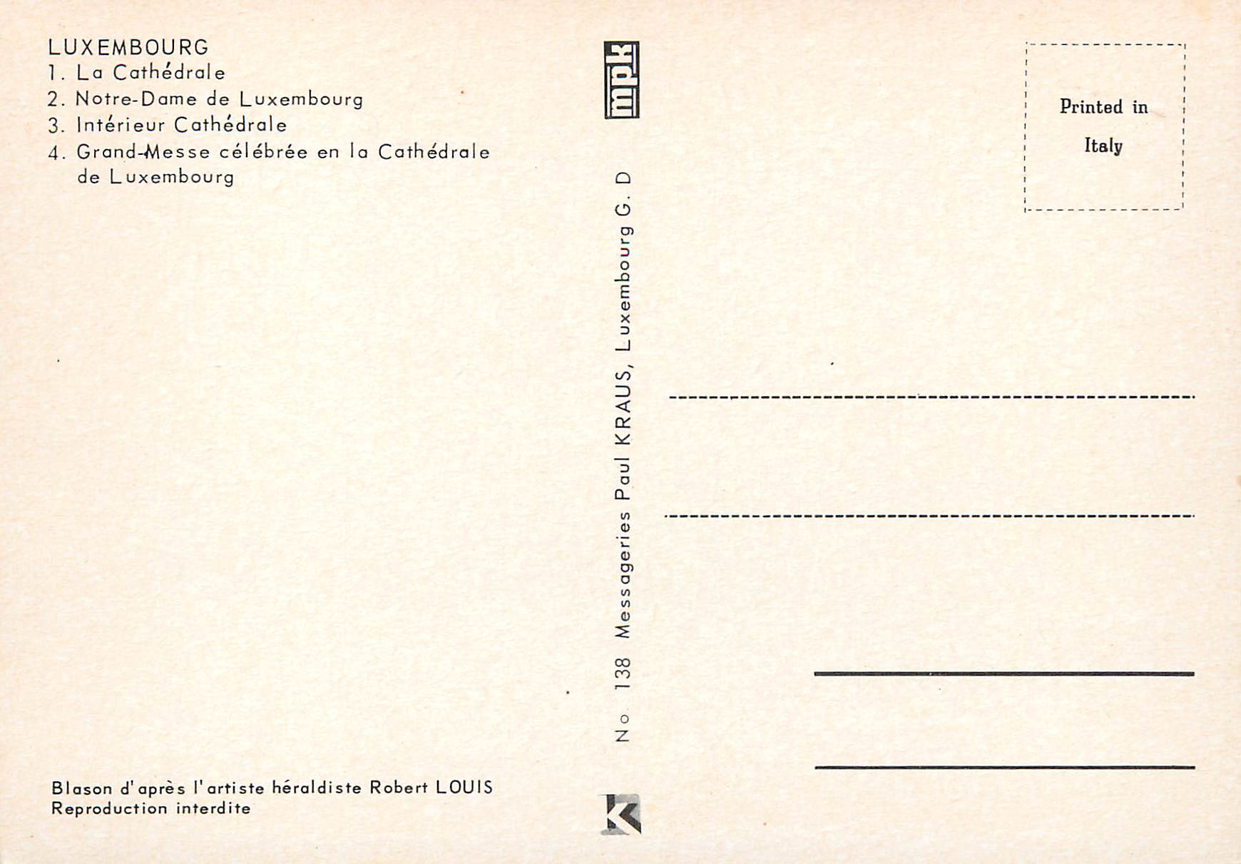 CPM Luxembourg Cathedrale de Notre-Dame — Rückseite