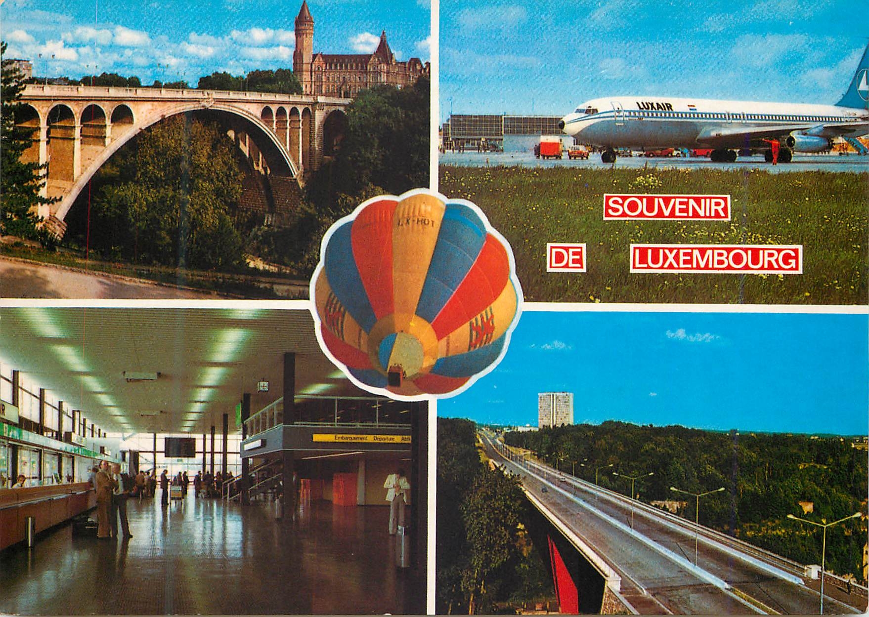 CPM Luxembourg Avion Luxair Dirigeable Ballon